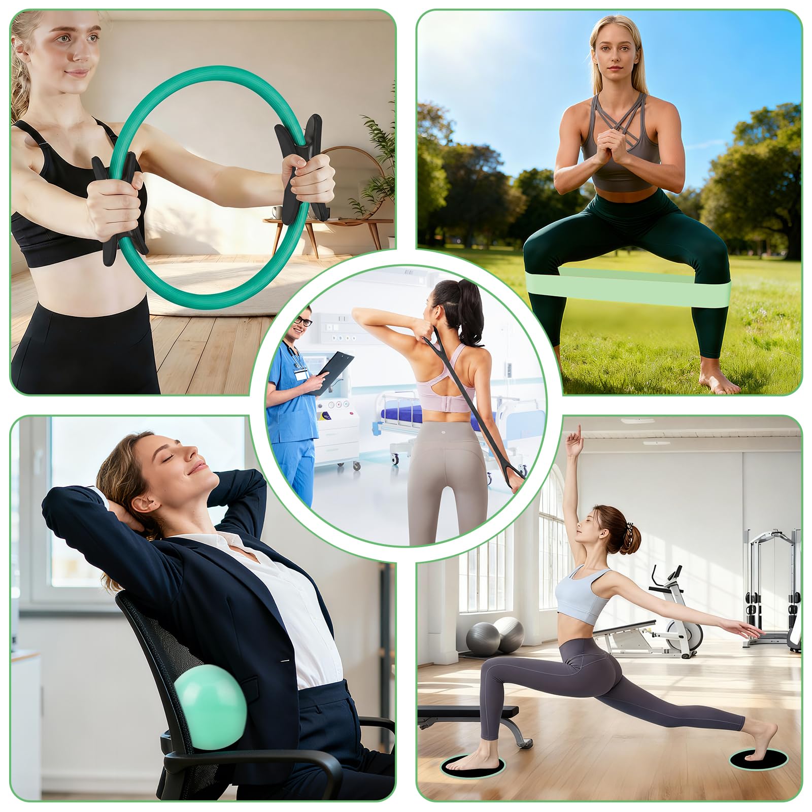 Hoedia Kit per Pilates da donna, attrezzatura per pilates con anello e | Anello per pilates, fasce di resistenza per palla da pilates, cinghia da yoga, cursori per core, calzini per allenamento a