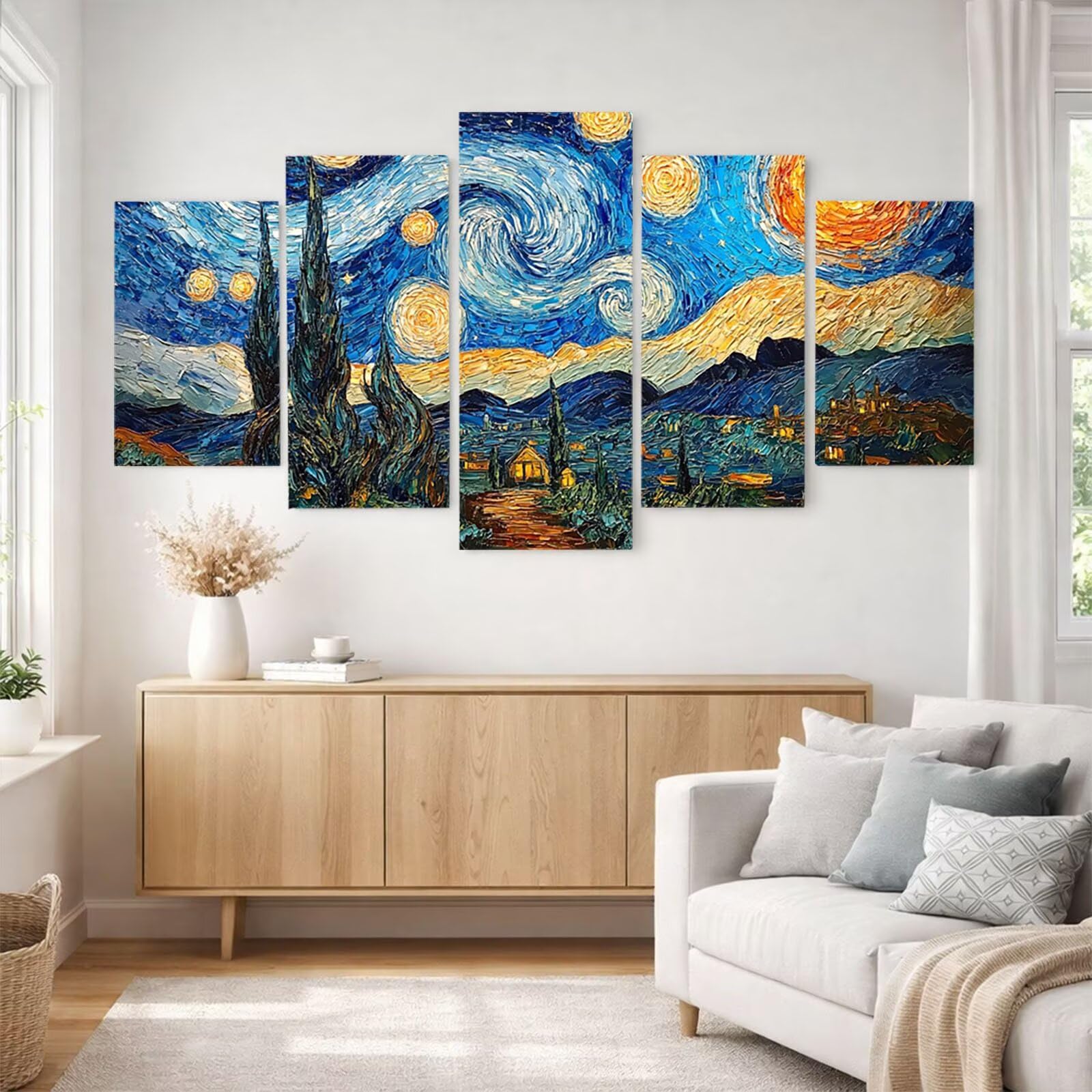 5 Pack Leuchtend Malen Nach Zahlen Erwachsene Abstrakt YCBZ-0127 | DIY Set Erwachsene mit Pinselset Acrylfarben Set Fünf Leinwand zum Bemalen Abstrakt für Deko Wohnzimmer Geschenke für Frauen