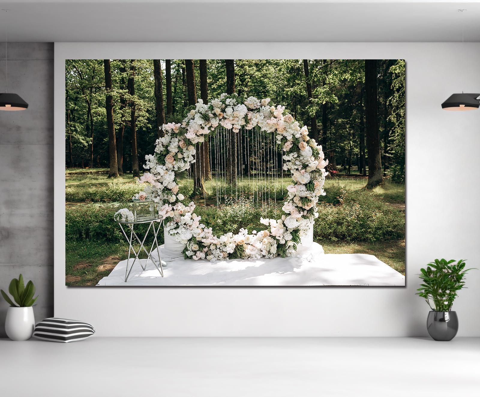 Hochzeits-Hintergrund für Fotografie, Wiege, Zeremonie, Blumenbogen, Quasten, Dekoration, Outdoor, Hochzeit, Hintergrund für Brautparty, Muttertag, Blumenheiratshintergrund,
