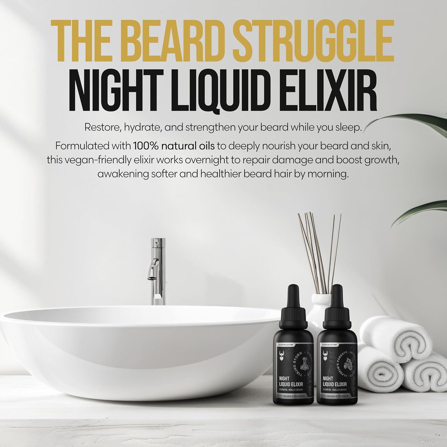 The Beard Struggle Night Liquid Elixir Beard Oil - Silver Collection - Alfheim's Forests - Softens, Moisturizing, & Healthier Beard Growth - Vegan-Friendly Beard Growth Oil (1 Fl oz) - Image 7