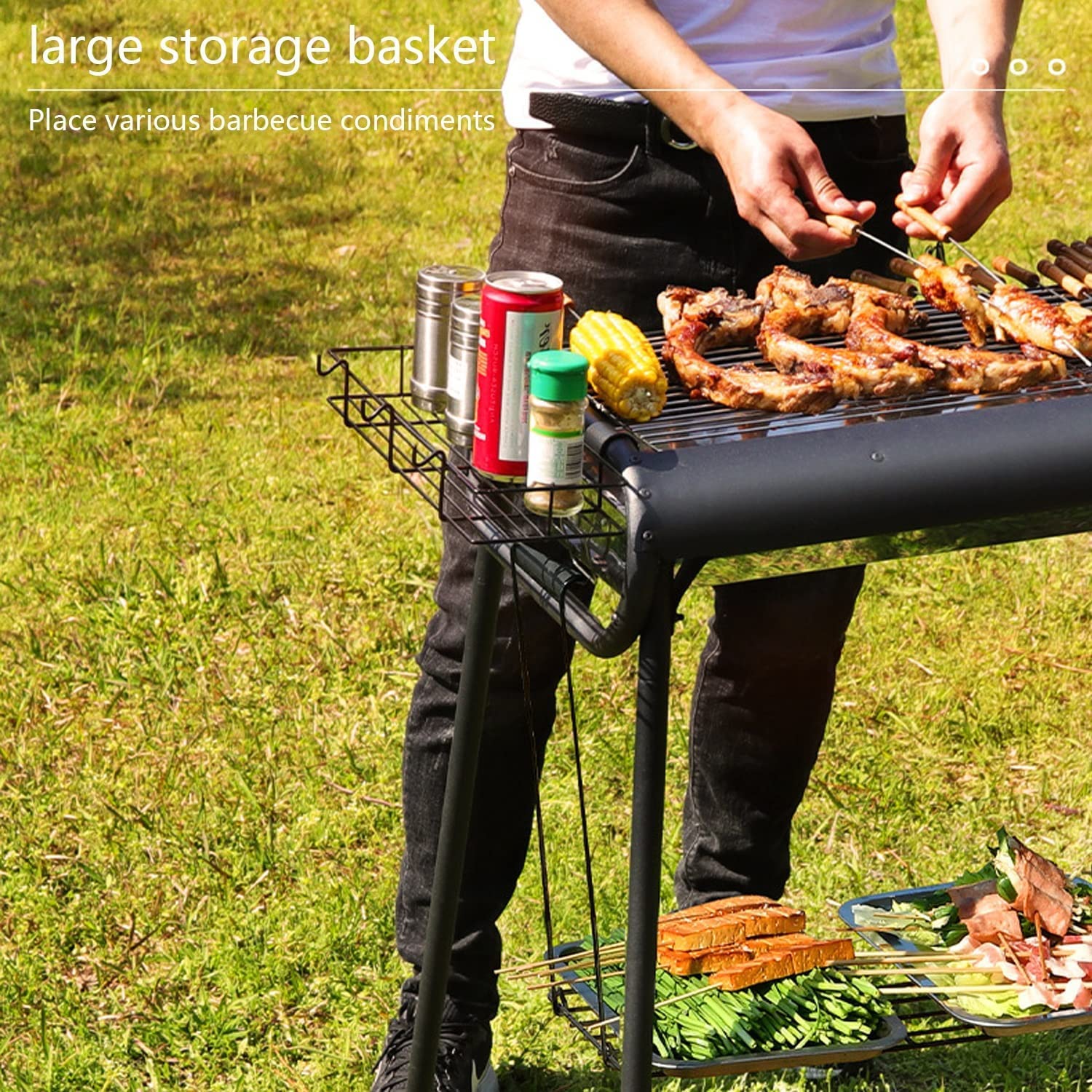 Grill Ogrodowy Przenośny Na Węgiel Drzewny, Duży, Składany, Ze Stali Nierdzewnej, Na Kemping, Patio, Podwórko, Piknik, Imprezę