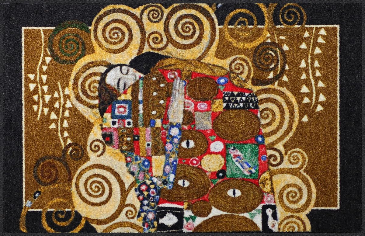 Salonloewe Gustav Klimt - Die Erfüllung Melange Fußmatte 75 x 120 cm Fußabtreter, Türmatte, Schmutzfangmatte, Schmutzfänger, Küchen-Wohn-Teppich