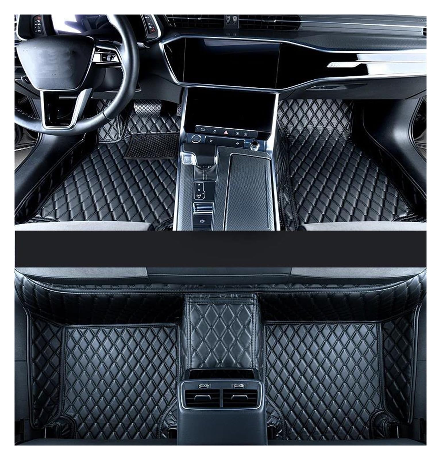Tapis de sol voiture en cuir noir idéal pour affronter la pluie