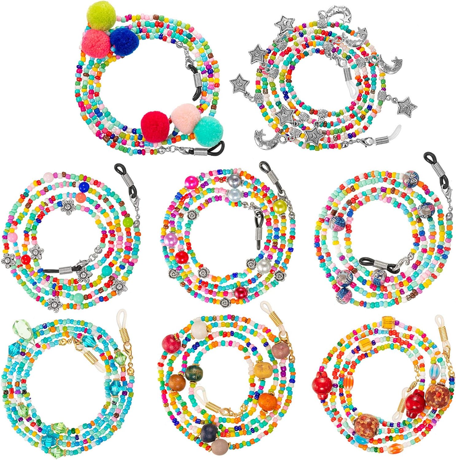 Weekly Top Sale Enhon 8 Pieces Colorful Face Covering Lanyard Handy Face Covering Holder Hanger Eyeglass Chain Beaded Glasses Chain with Elastic Silicone Rubber End Eyeglass Strap Eyewear Retainer Glasses Lanyard Black Friday 🔥 Enhon 8 Pieces Colorful Face Covering Lanyard Handy Face Covering Holder Hanger Eyeglass Chain Beaded Glasses Chain with Elastic Silicone Rubber End Eyeglass Strap Eyewear Retainer Glasses Lanyard