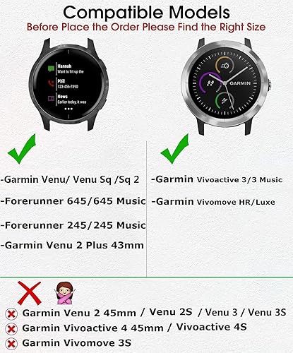 Miniatura 2 de GARTOO Correa de cuero para Garmin VenuVenu SqVivoactive 3, correa de repuesto de cuero de 0.787 pulgadas para mujeres y hombres para Garmin Venu