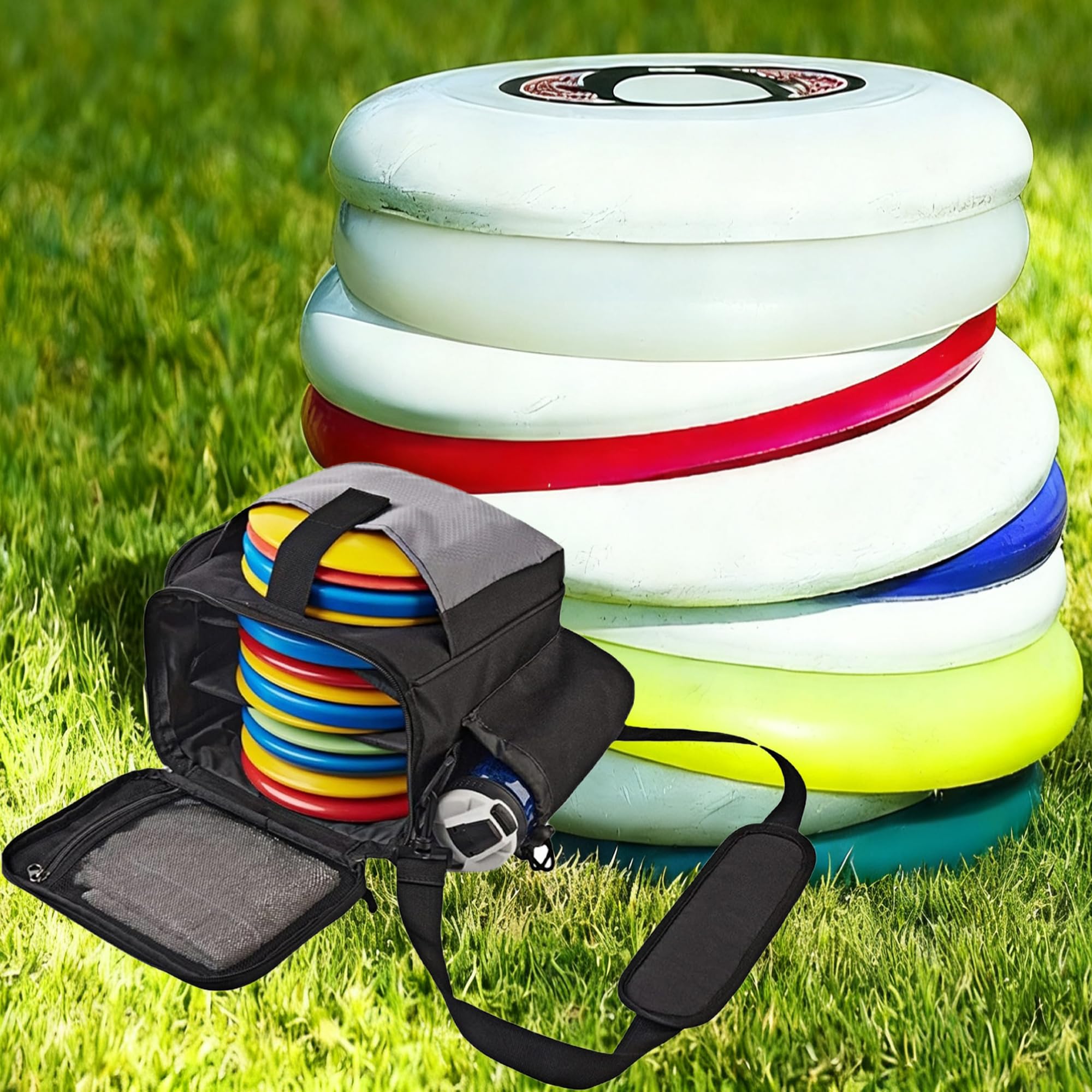 Disc Golf Bag, Disc -Golf -Tasche, Discgolf-Startertasche, Aufbewahrung für 10 Discs, Easy to Carry and Lightweight, Mehreren Aufbewahrungstaschen, Golf Bag