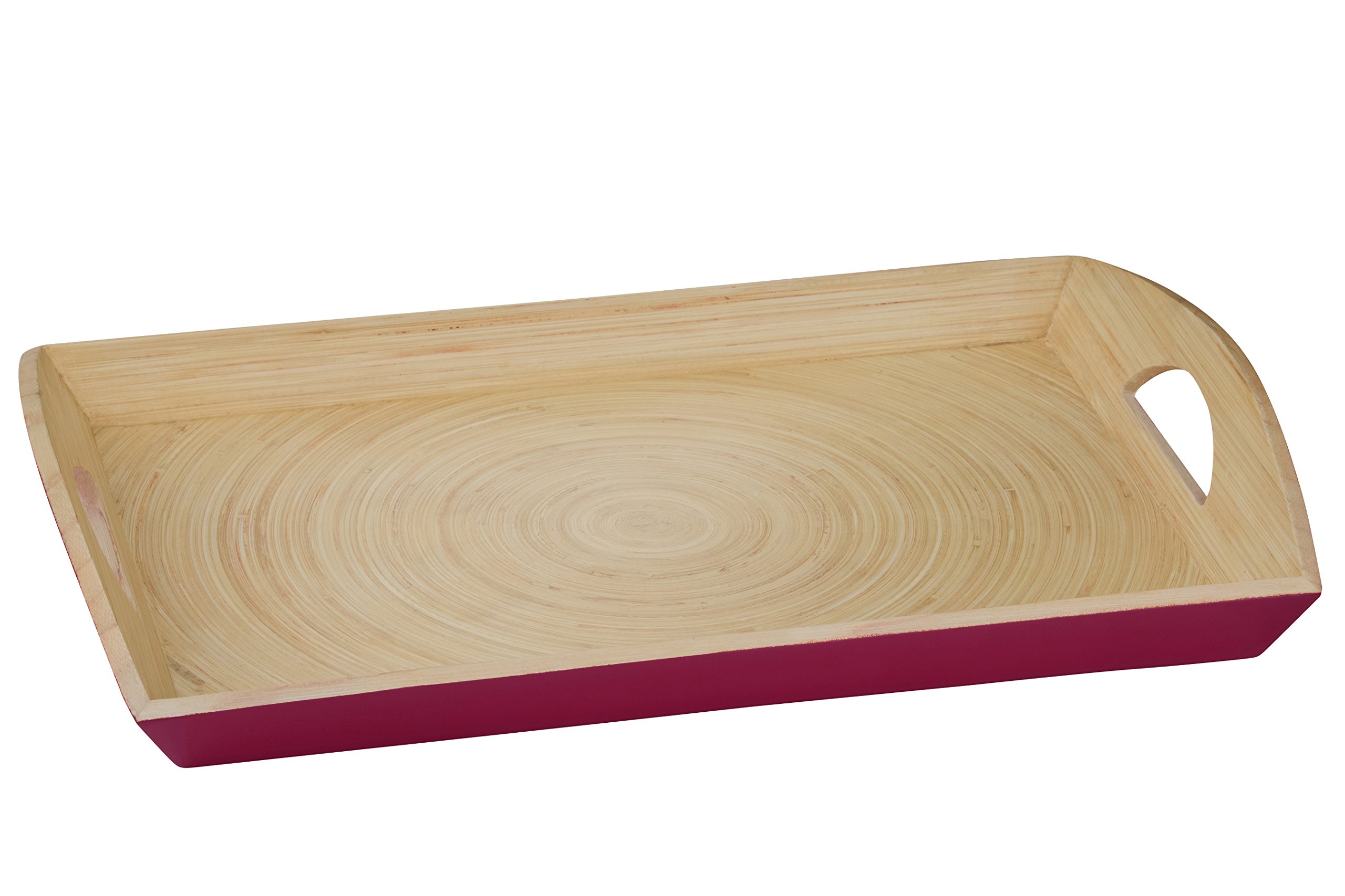Premier Housewares Kyoto Serving Tray - Raspberry Bamboo Wood - H7 x W45 x D30cm