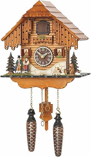 Trenkle Reloj de cuco de cuarzo Casa de bosque negro con música TU 4206 QM