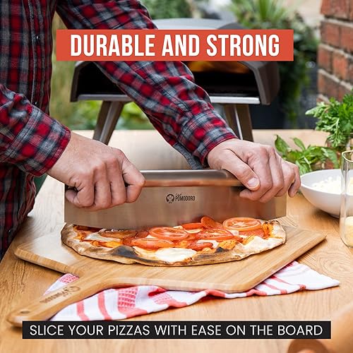 Miniatura 7 de Chef Pomodoro Pala de pizza de madera de 14 pulgadas, pala de pizza de madera casera, tabla con asa, accesorios de horno para interiores