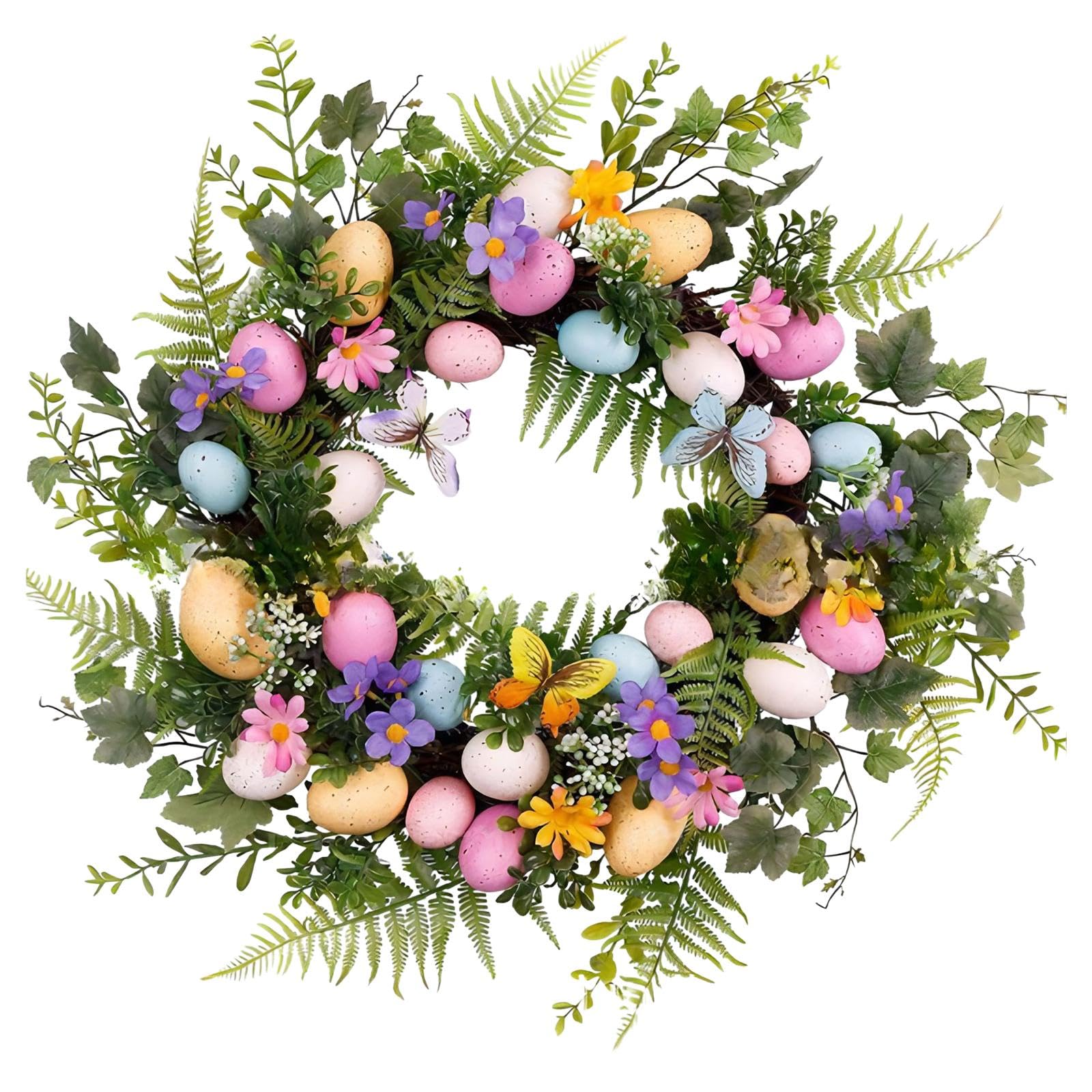 Corona de Huevos de Pascua Decorativa para Puerta de Pascua, Guirnalda de Hojas Artificiales para Puerta Delantera, Porche de Patio de, Estilo un