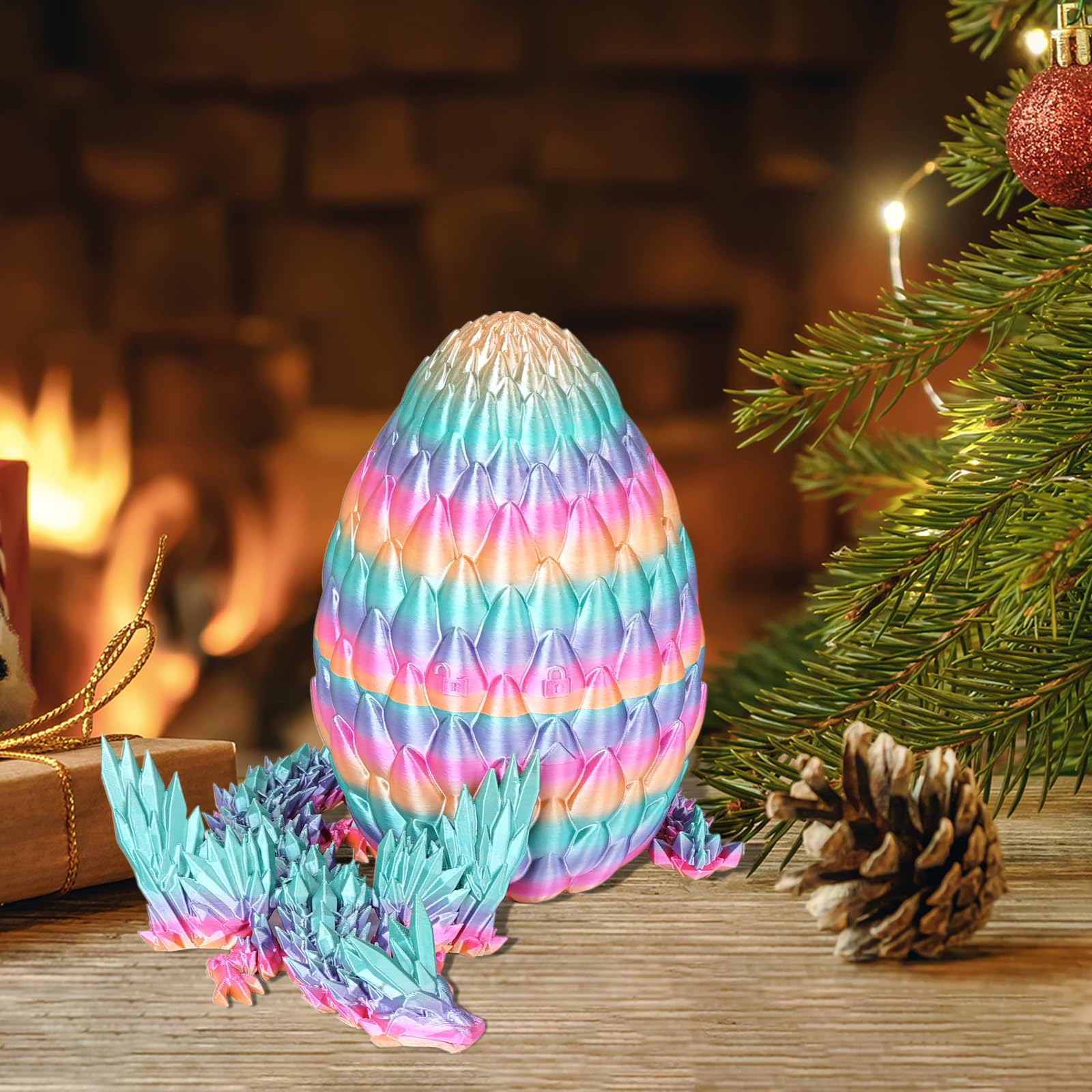 Winged Dragon Inside Surprise Egg Fun Collectible Toy Gift for Kids and Adults, 3D Printed Fantasy Dragon Ideal for Christmas Easter Birthdays and Holiday Decorations (Rainbow, Medium) - Image 3