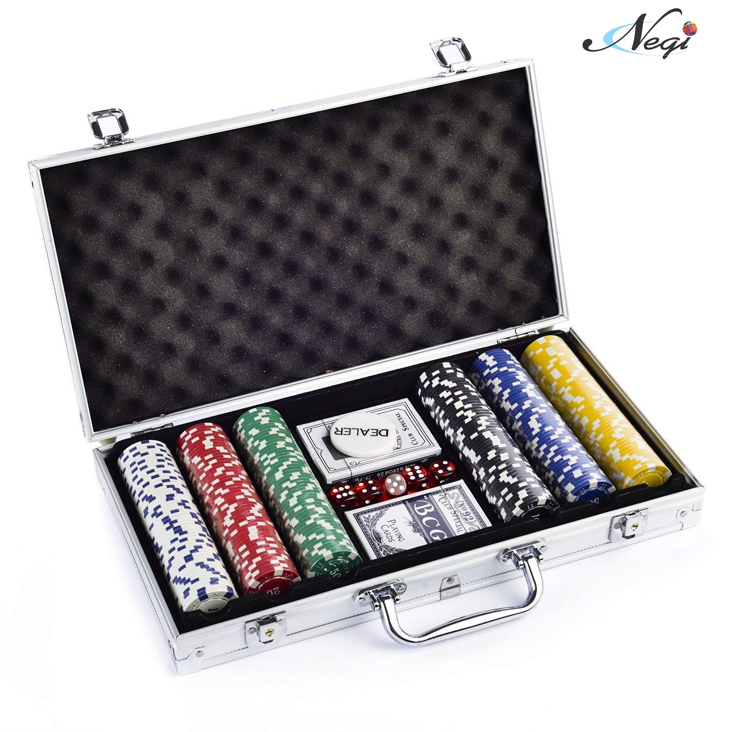 Negi Poker Chip Game Set with Aluminium Carry Case (Multicolor, 300 Piece) - Image 2 thumbnail