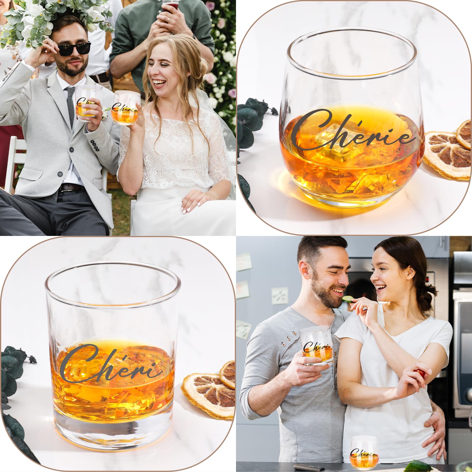 Tapis et Ensembles Coffret Cadeau de Mariage 10 Pièces, Bambou avec Planche, Verres, Dessous de Verre, Ustensiles de Cuisine, Support et Décoration MR & MRS,Cadeau Couple Marié