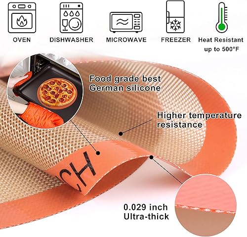 Miniatura 4 de MMmat Juego de 2 alfombrillas de silicona para hornear, redondas, antiadherentes, reutilizables, la mejor silicona alemana, 9 pulgadas