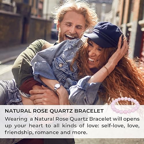 Miniatura 9 de Crystal Agate Rose Quartz Stretch Bracelet - Pink Beaded Crystal for Heart Chakra, Balance, Calm, Meditation, Yoga & Spiritual Reiki Gift for Men
