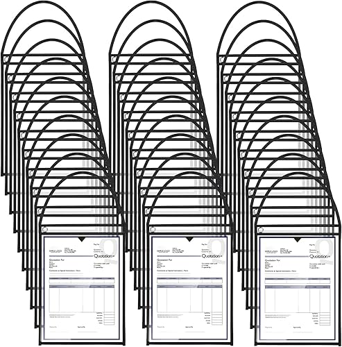 Paquete de 50 soportes para boletos de trabajo, bolsillos para pedidos de trabajo para 9 x 12 pulgadas, fundas colgantes de plástico con correa,