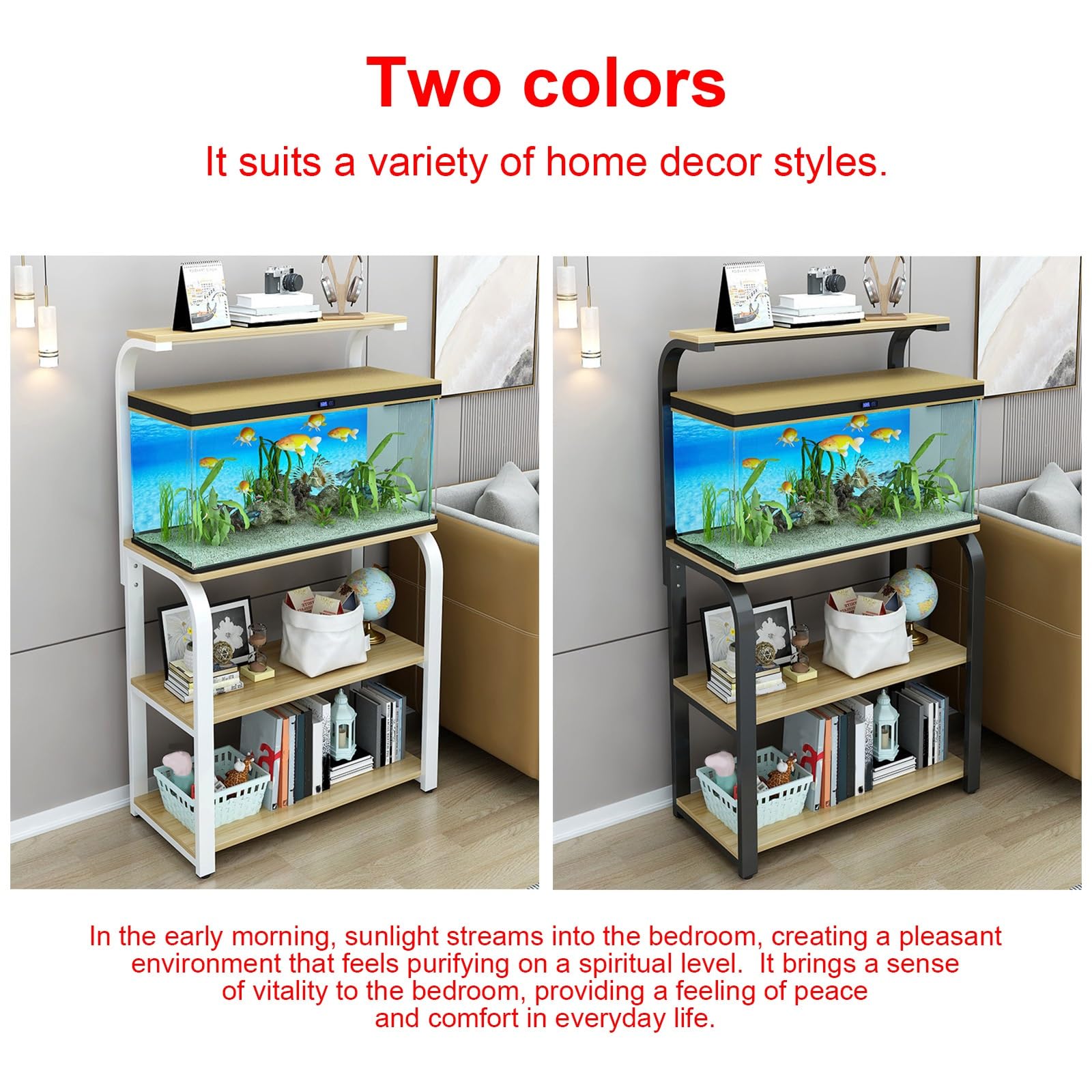 Support pour aquarium, armoire d'aquarium en métal lourd, support pour reptiles, étagère de rangement multifonctionnelle, cadre en métal stable, design à 3 couches, hauteur réglable (blanc, 40 x 80 cm