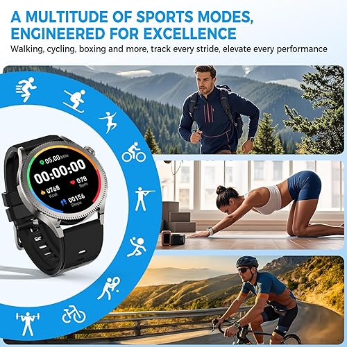 Miniatura 7 de Reloj inteligente con modos deportivos de llamadas, monitor de presión, contador de pasos, monitor de sueño, compatible con llamadas BT, 1.42