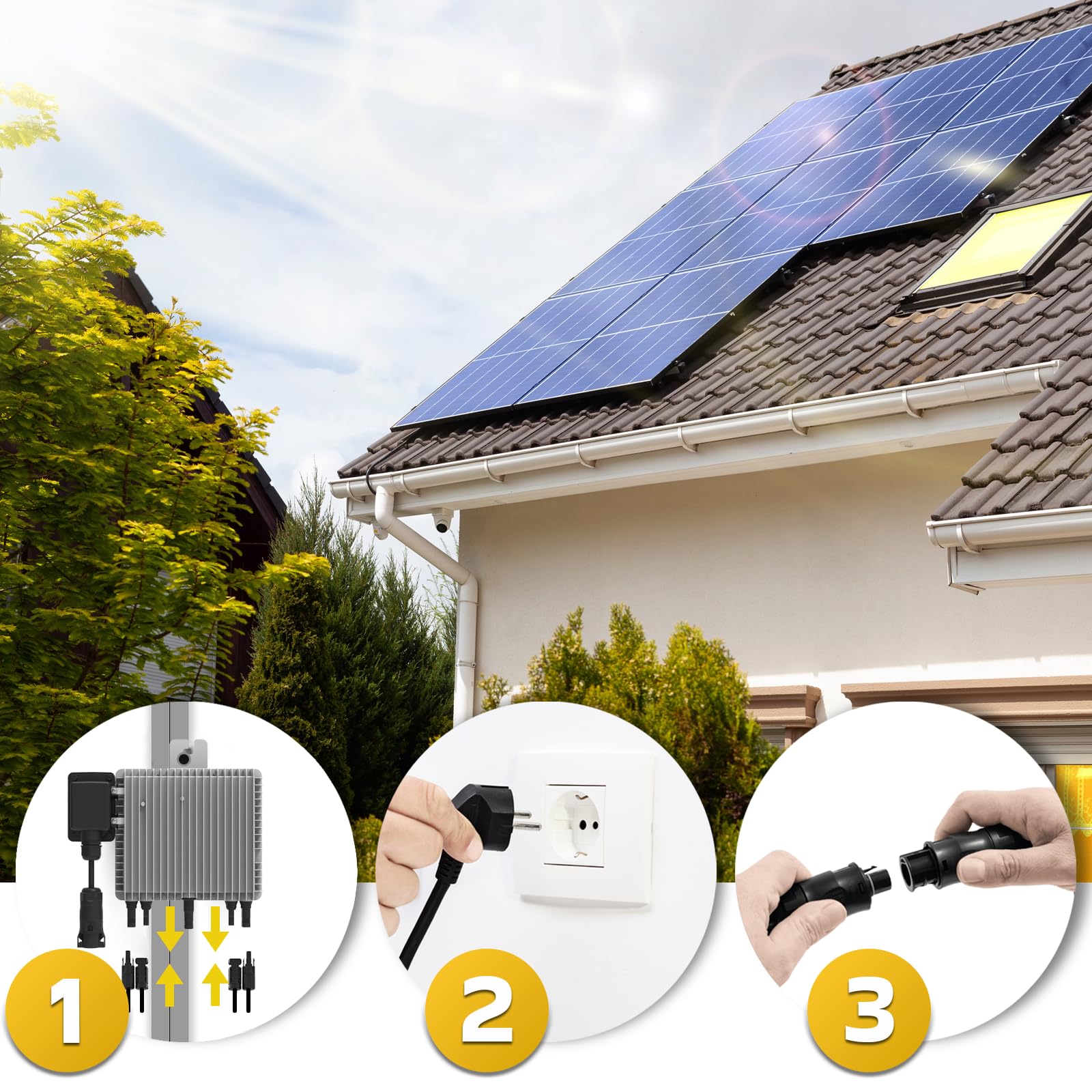 DEYE Mikro-Wechselrichter 800 W SUN-M80G4-EU-Q0 für Balkonkraftwerk, IP67 wetterfest, Plug&Play Installation, 2 MPPT, WiFi, Micro Inverter