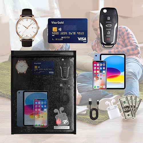 Miniatura 3 de HIDAMAZY Faraday - Bolsas para teléfonos, paquete de 2 protectores Faraday, ignífugos e impermeables Faraday para portátiles, radio y llaves de