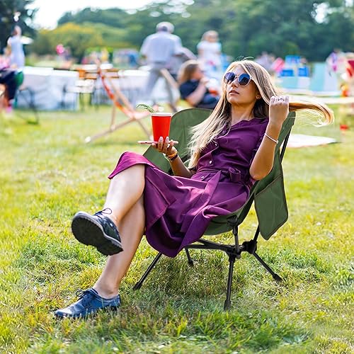 Miniatura 7 de TOBTOS Silla de camping ultraligera, silla plegable portátil, silla de camping compacta con bolsa de transporte para campamento al aire libre,