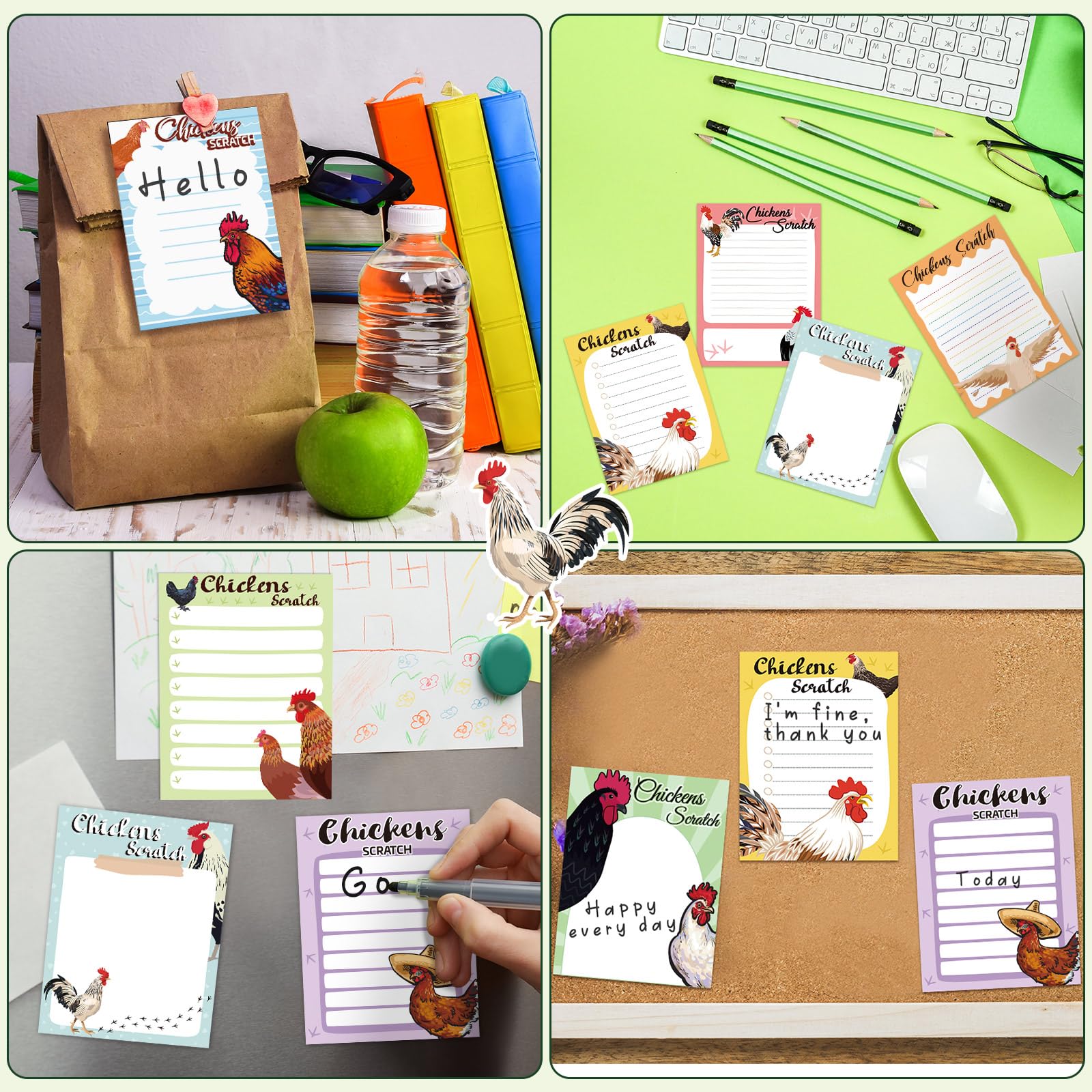 PerKoop 16 Pieces Funny Chicken Gifts Chickens Sticky To Do Notepad Scratch Chick Chicken Coop Lover Gifts Country Notebook Self Stick Note Pads For Hens Farm Lover, 3 X 4 Inch 480 - View #12