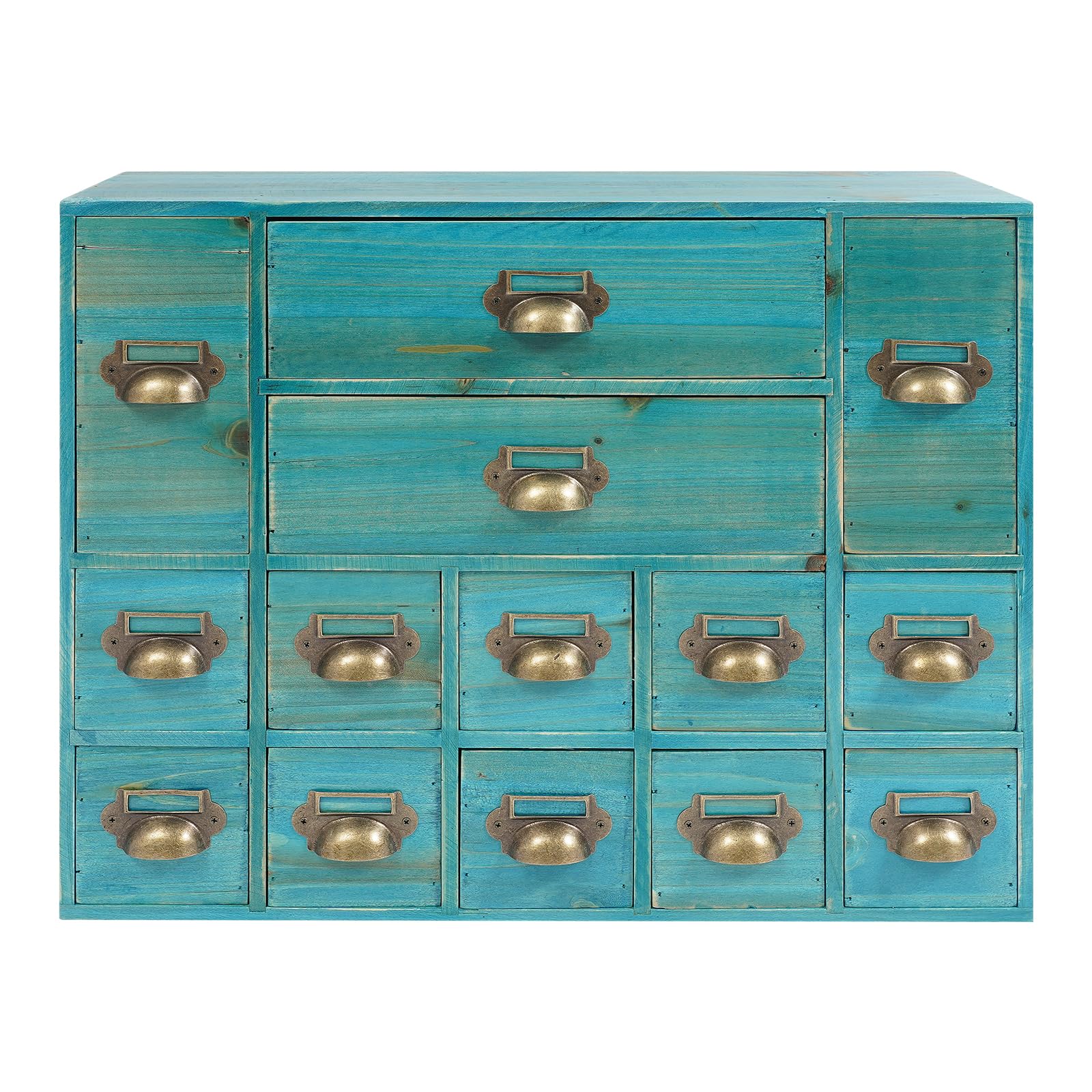 Mini Kommode mit 14 Schubladen, Vintage Schubladenbox Holz Schreibtisch Organizer Desktop Storage Cabinet für Zuhause Büro