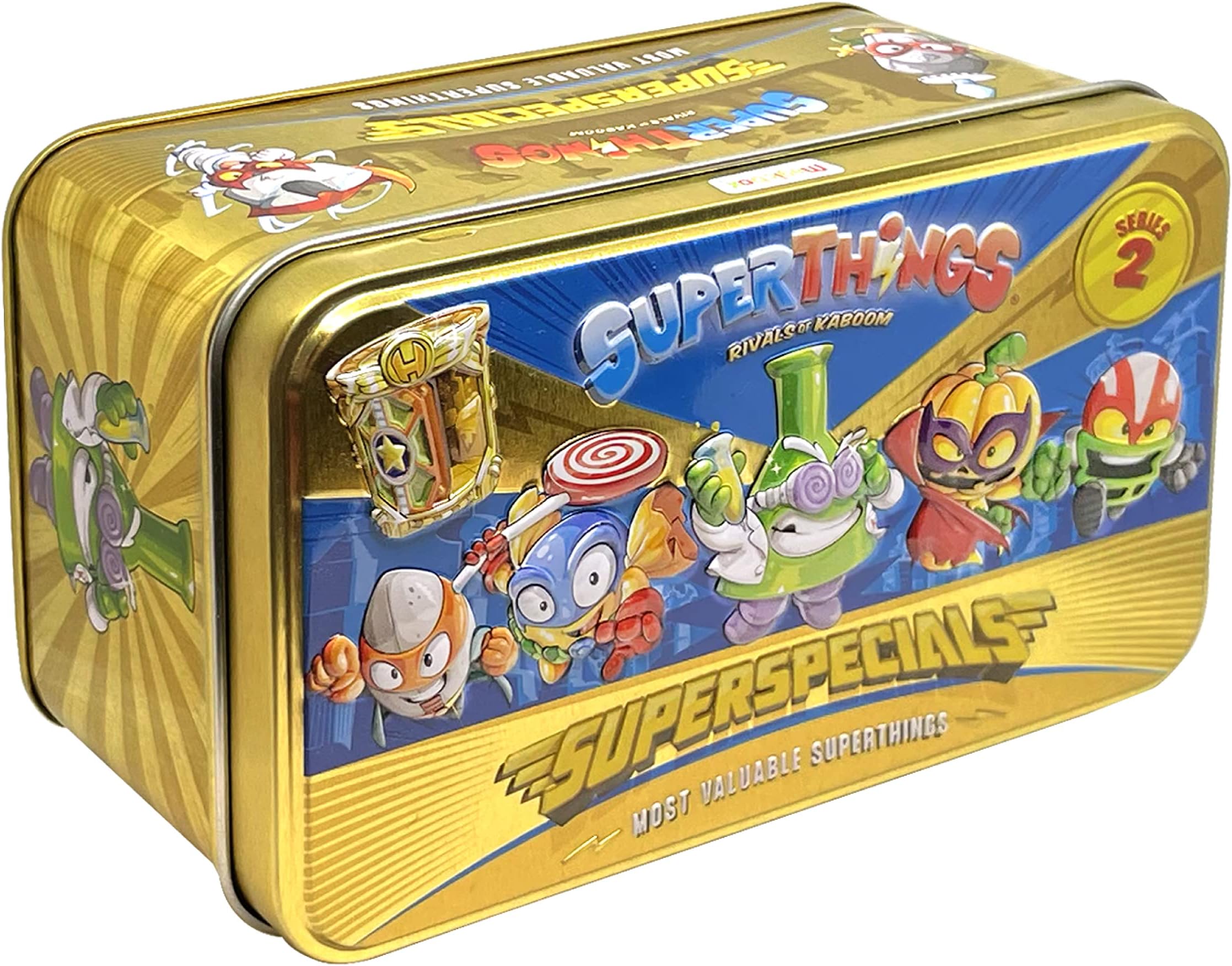 SUPERTHINGS Series 2 Gold Tin â€“ It contains all the special figures from Series 2, including the ultra-rare (Professor K), the 2 gold leaders, the 6 silver captains and the 2 gold hideouts, One Size