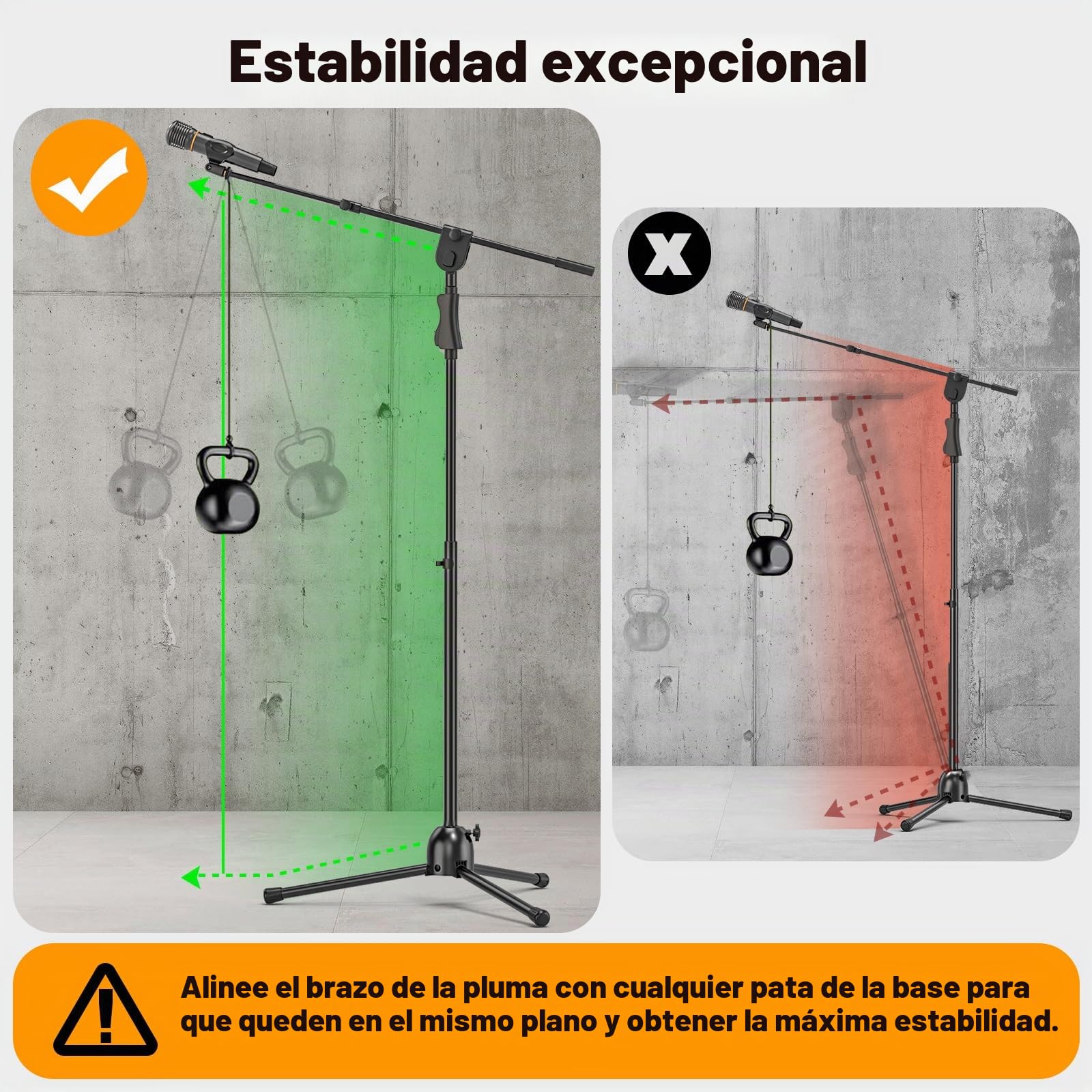 Soporte de Micrófono, Soporte Microfono Pie, Altura Ajustable Hasta 232 cm, 2 Clips, Adaptador 3/8" a 5/8", Brazo Extensible. Para Escenario, Conferencia, Grabación, Podcast. Pie de Microfono