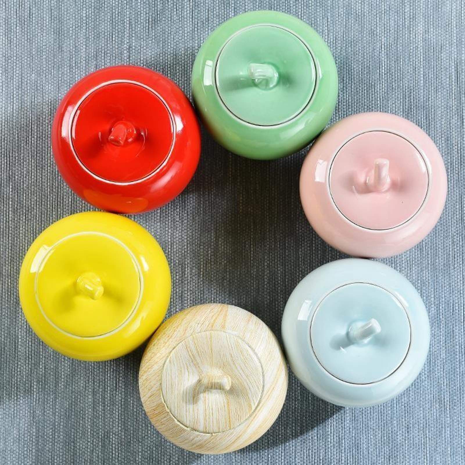 Sucrier Sucriers avec couvercle Boîte à thé anti-poussière Bol à bonbons Bol à sel Bol à sucre scellé en céramique Beau bol à sucre pratique et pratique Pot à bonbons Bocaux, une couleur - Taille uniq