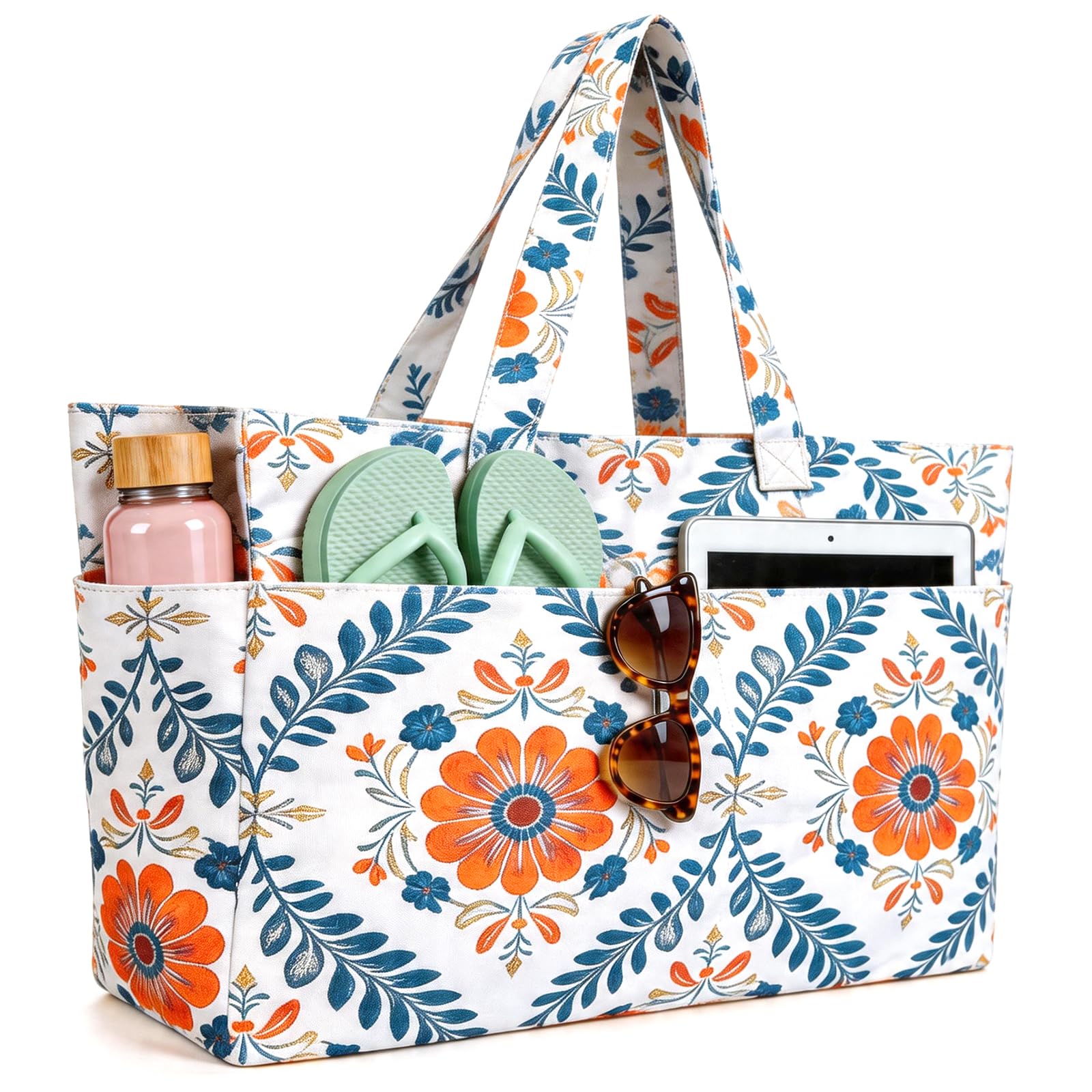Hap Tim Grand Sac de Plage XXL Femme Famille – Sac Cabas avec Fermeture Éclair et Compartiment Mouillé, Sac Étanche Imperméable Anti-Sable, Sac de Voyage pour Vacances Piscine Sport