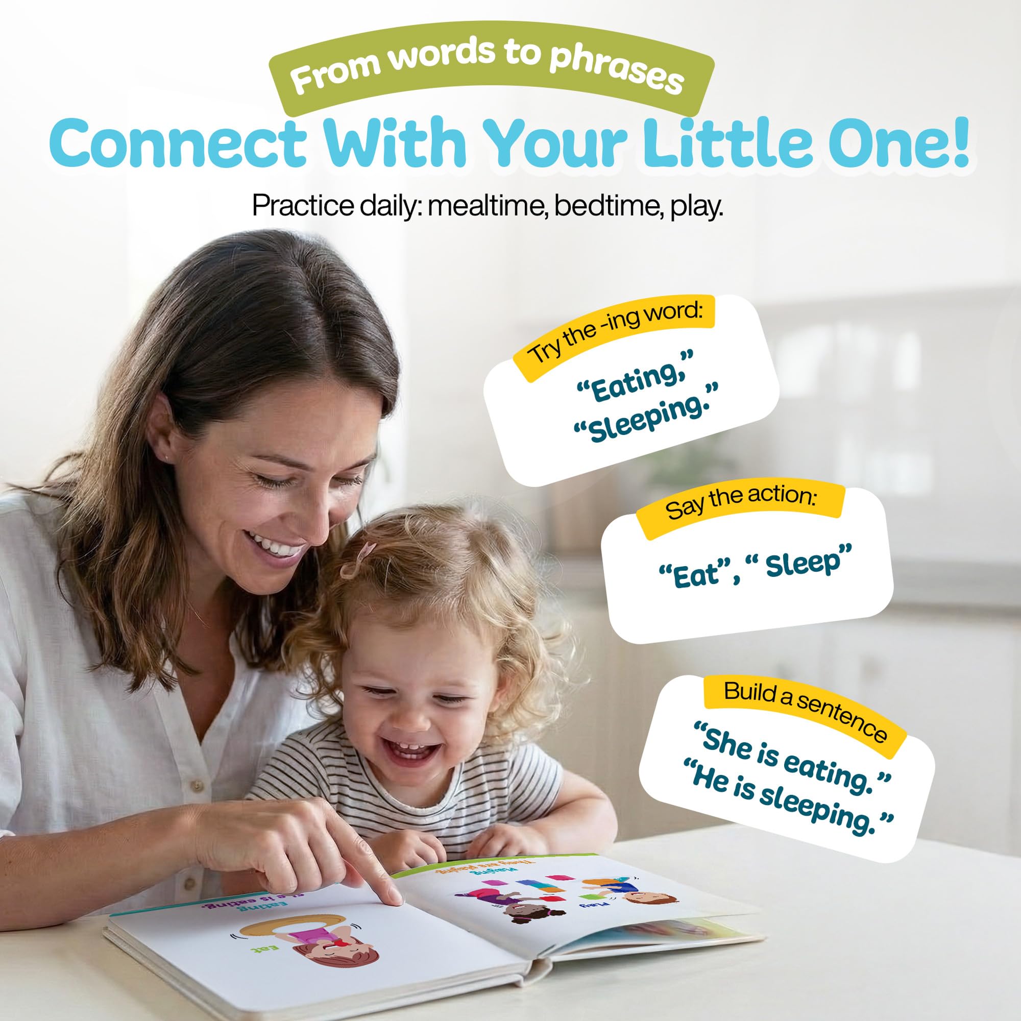 Action Book: Children's Board Book for Learning Verbs For Toddlers Ages 1-4, Written by a Speech Therapist