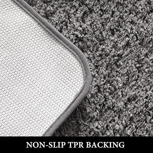 Miniatura 4 de MIULEE Alfombras de baño grises gruesas y peludas para baño, antideslizantes, absorbentes, de felpa, lavables, alfombra para sala de estar y
