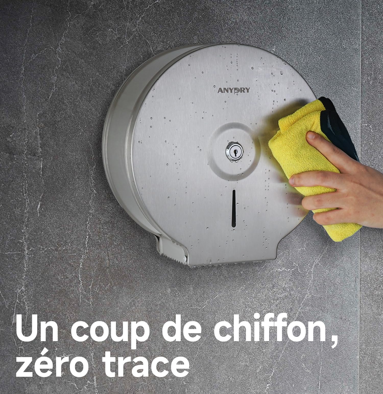 anydry 5182 Distributeur d'essuie-Mains en Acier Inoxydable Distributeur Commercial Tour à Main Montage Murale Adapté au Papier en Rouleau (brossé
