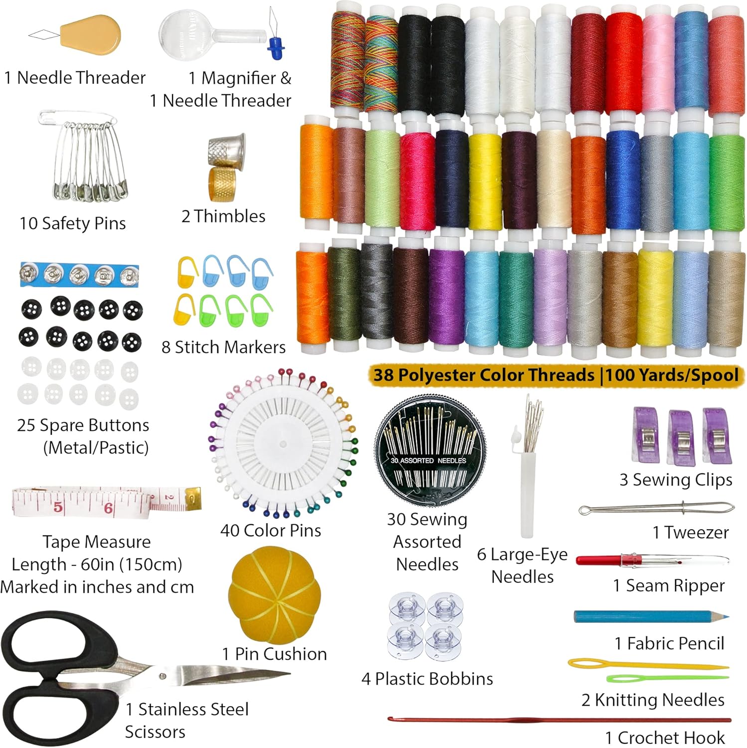 VelloStar Large and XL Portable Sewing Kits Bundle - All The Essential Sewing Supplies and Accessories for Your Clothing Repairs