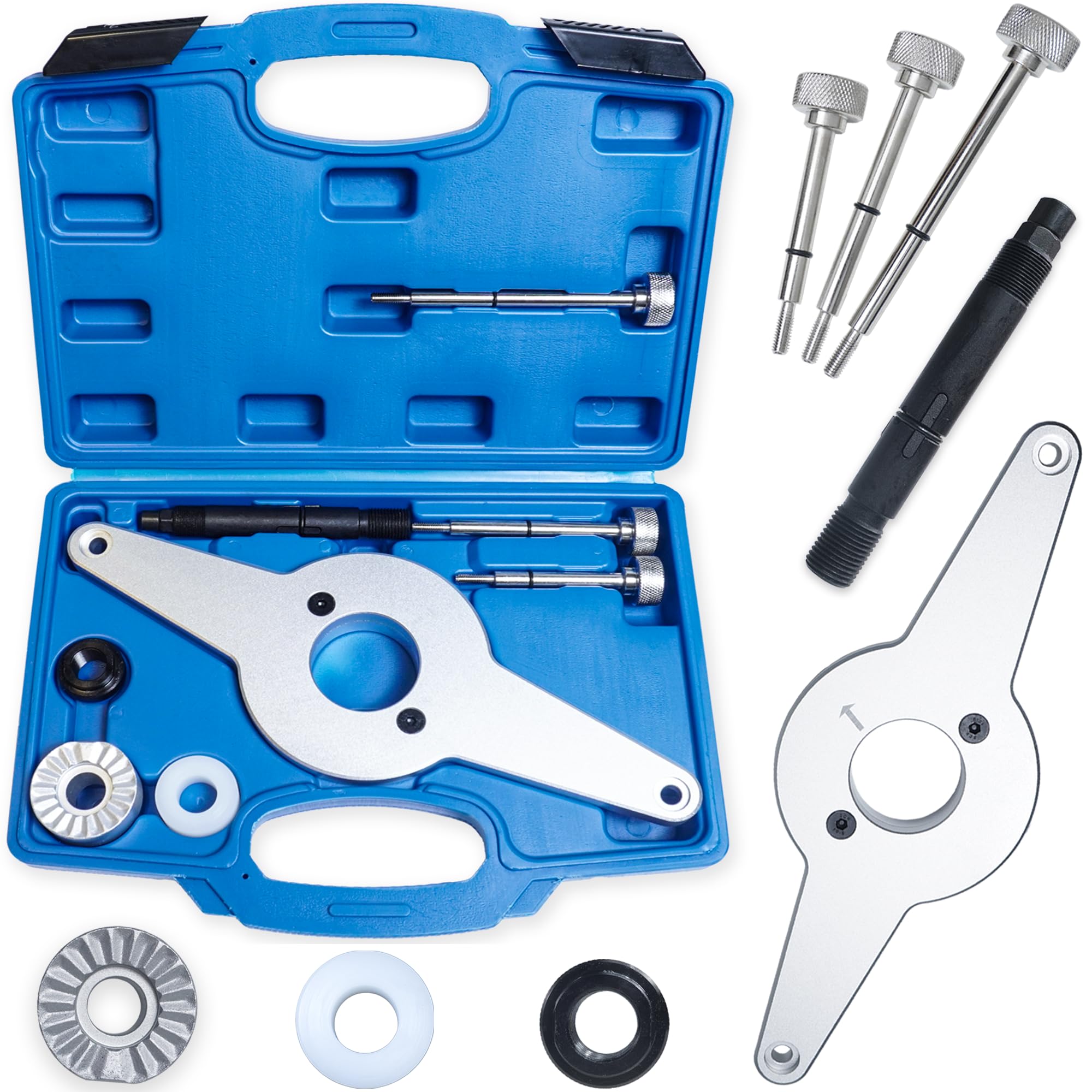 T10531 Kit d'outils pour Amortisseur de Vibrations, 8 pièces, démontage de poulie de Vilebrequin, Amortisseur Compatible avec Audi VW Skoda Seat 1,8 L et 2,0 L 4V TFSI EA888 Les Moteurs