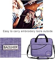 Vista 8 de BAGLHER Bolsa Organizadora de Punto de Cruz y Bordado - Gran Almacenamiento Portátil para Proyectos con 3 Compartimentos, Estuche de Transporte