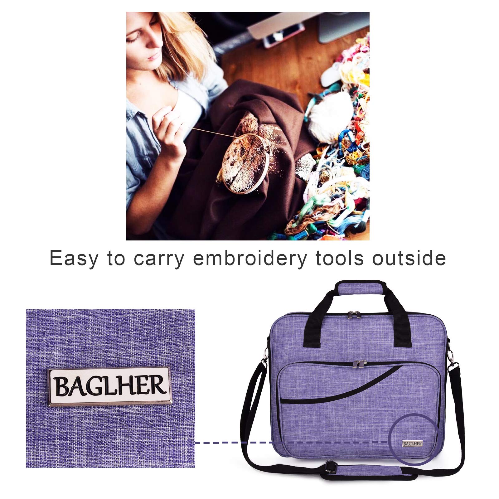 BAGLHER | Borsa Portaoggetti Per Ricamo Borsa Multifunzionale Per Progetti Di Ricamo Kit Per Ricamo Di Grande Capacit Filo Per Ricamo E Materia~p113374598