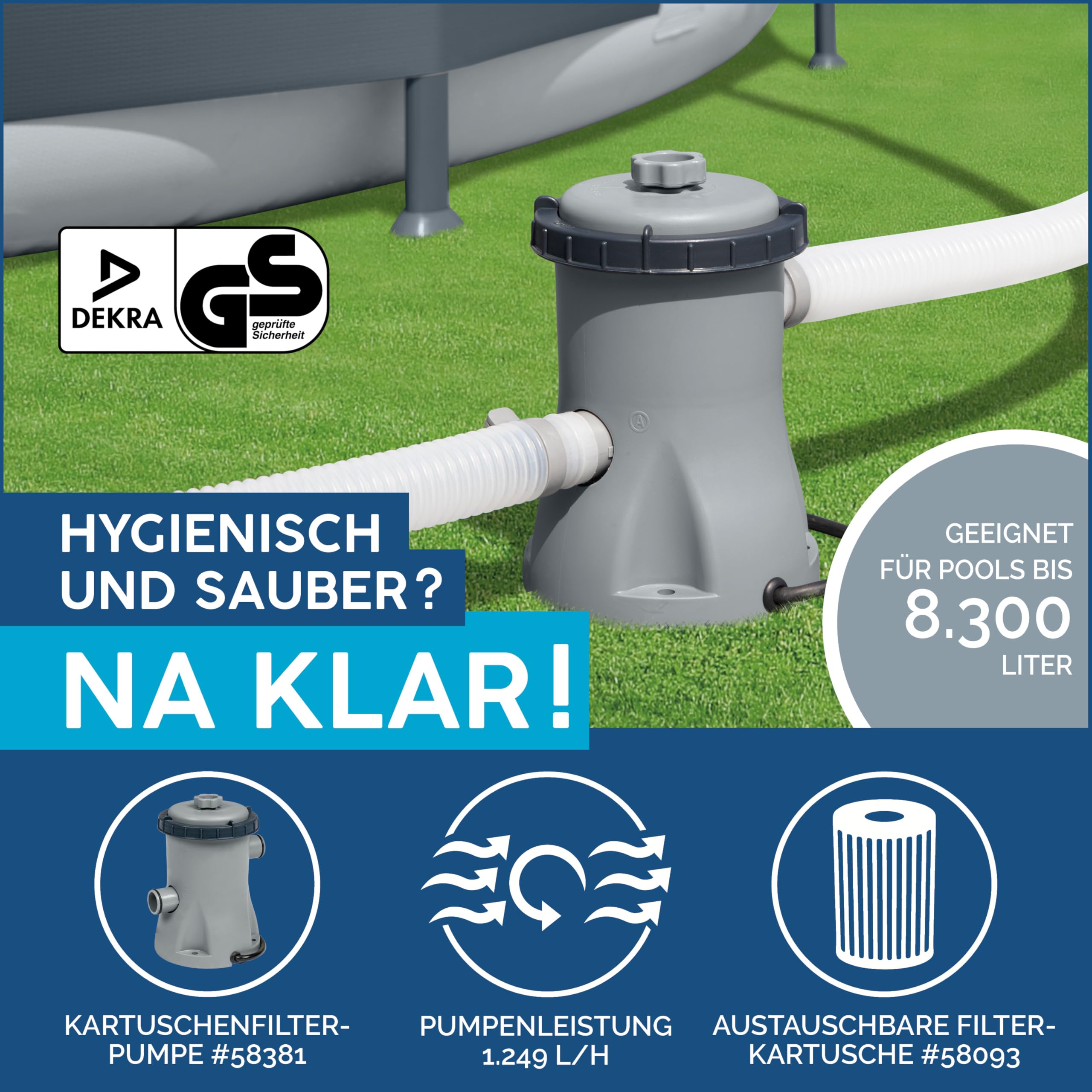 Bestway Fast Set Aufstellpool-Set mit Filterpumpe Ø 244 x 61 cm blau rund