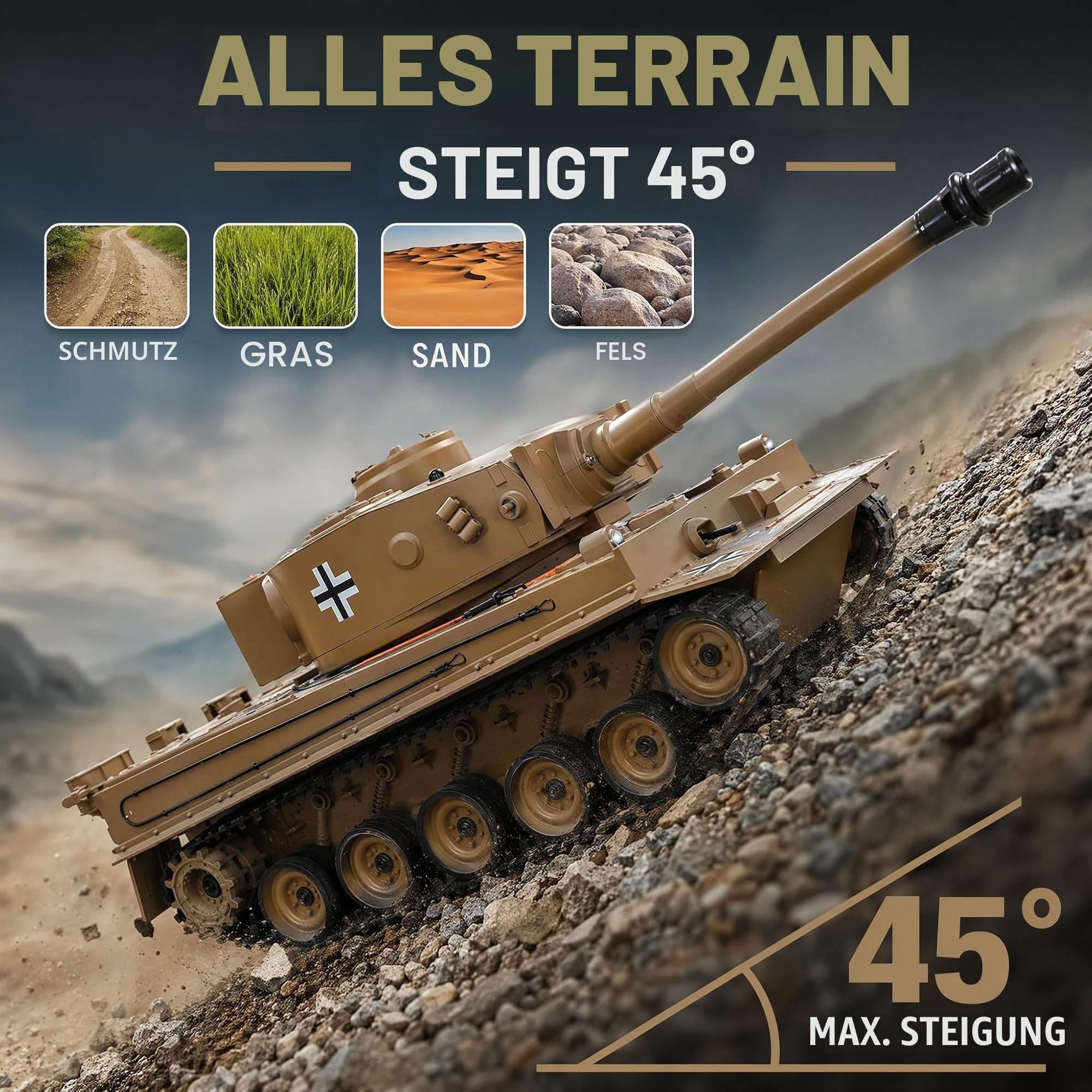 RC Panzer, 1:22 Modell Bausatz Set Projekt Geschenkset | Ferngesteuerter Panzer: Infrarot-Spielmodus, Wasserperlen-Werfer, Rauch, Sound und 2.4G-Steuerung; Outdoor-Fahrten