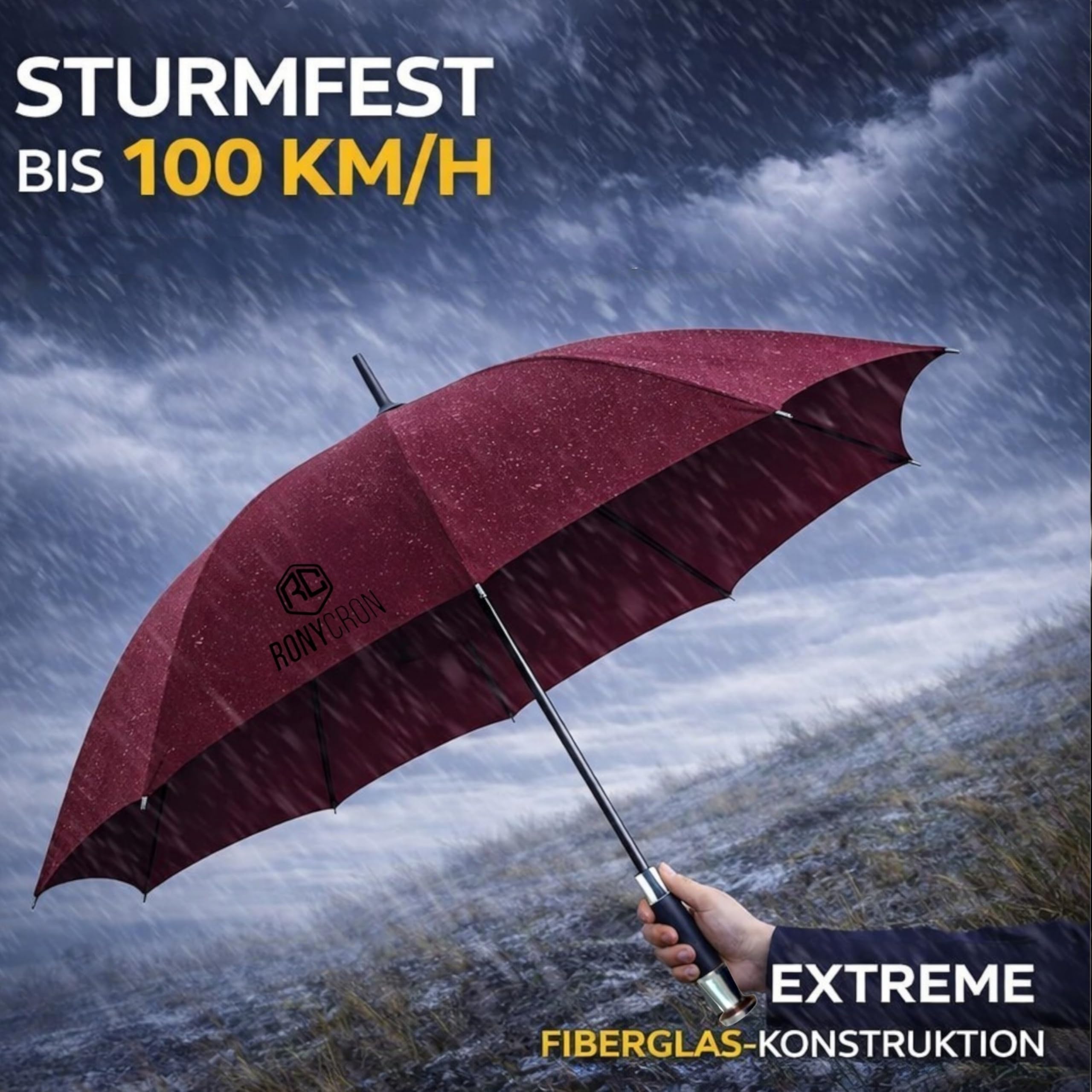 Extra Großer XXL Regenschirm für 2 Personen, Sturmfester Großer Golf Regenschirm 150 cm, Windfester Stockschirm für Damen und Herren