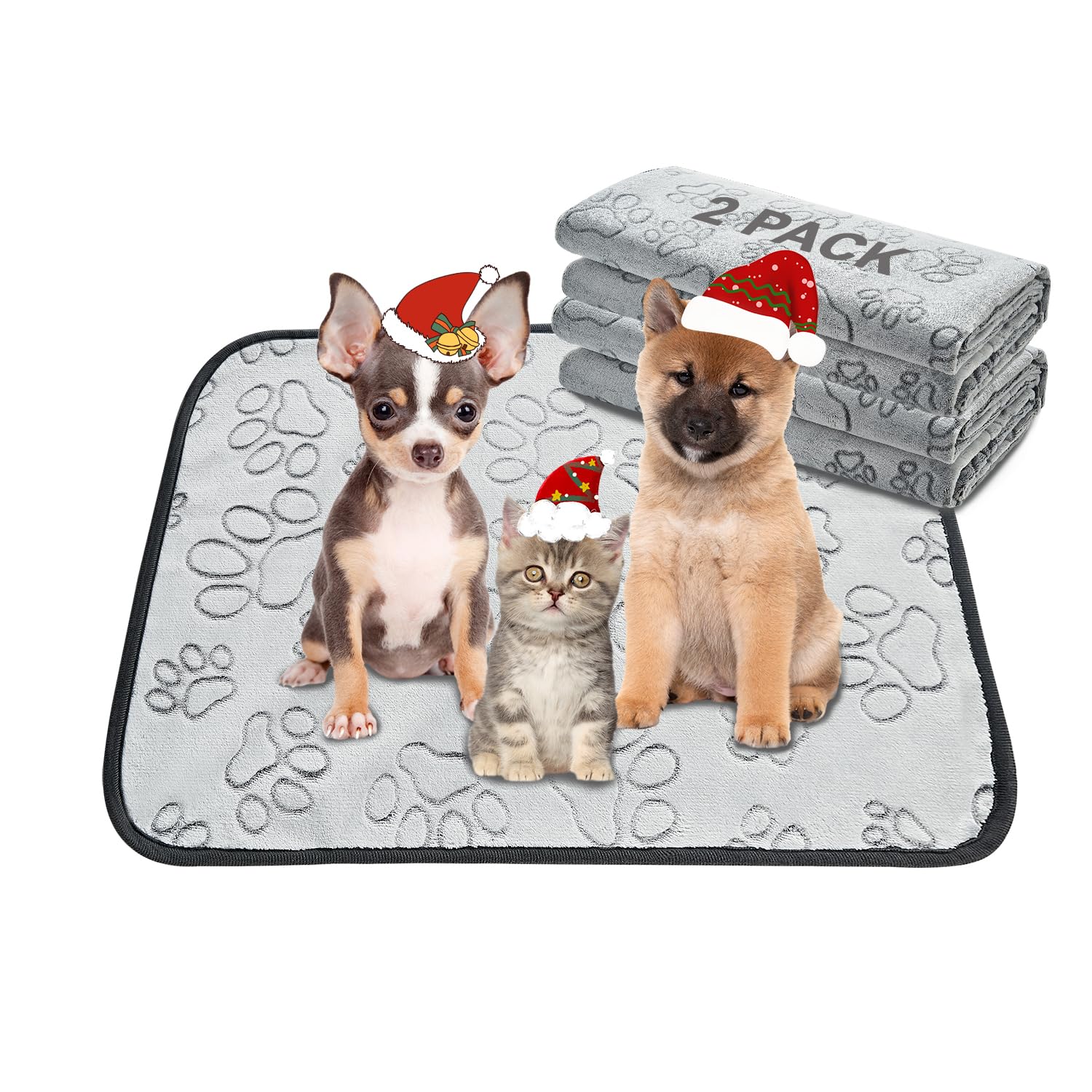 Qeils Reusable Puppy Pads, 2 Pack Washable Pee Pads for Dogs, Waterproof Non Slip Wee Wee pad, Absorbent and Leakproof Training Mats for Potty, Crate, Playpen, Bed, Sofa, 18"x 24"