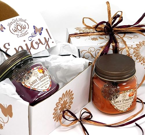 Miniatura 6 de Jarros de velas aromáticas para regalo, juego de 2, con cera natural de soja y velas duraderas aromáticas. La mejor idea para regalo, Unique Her