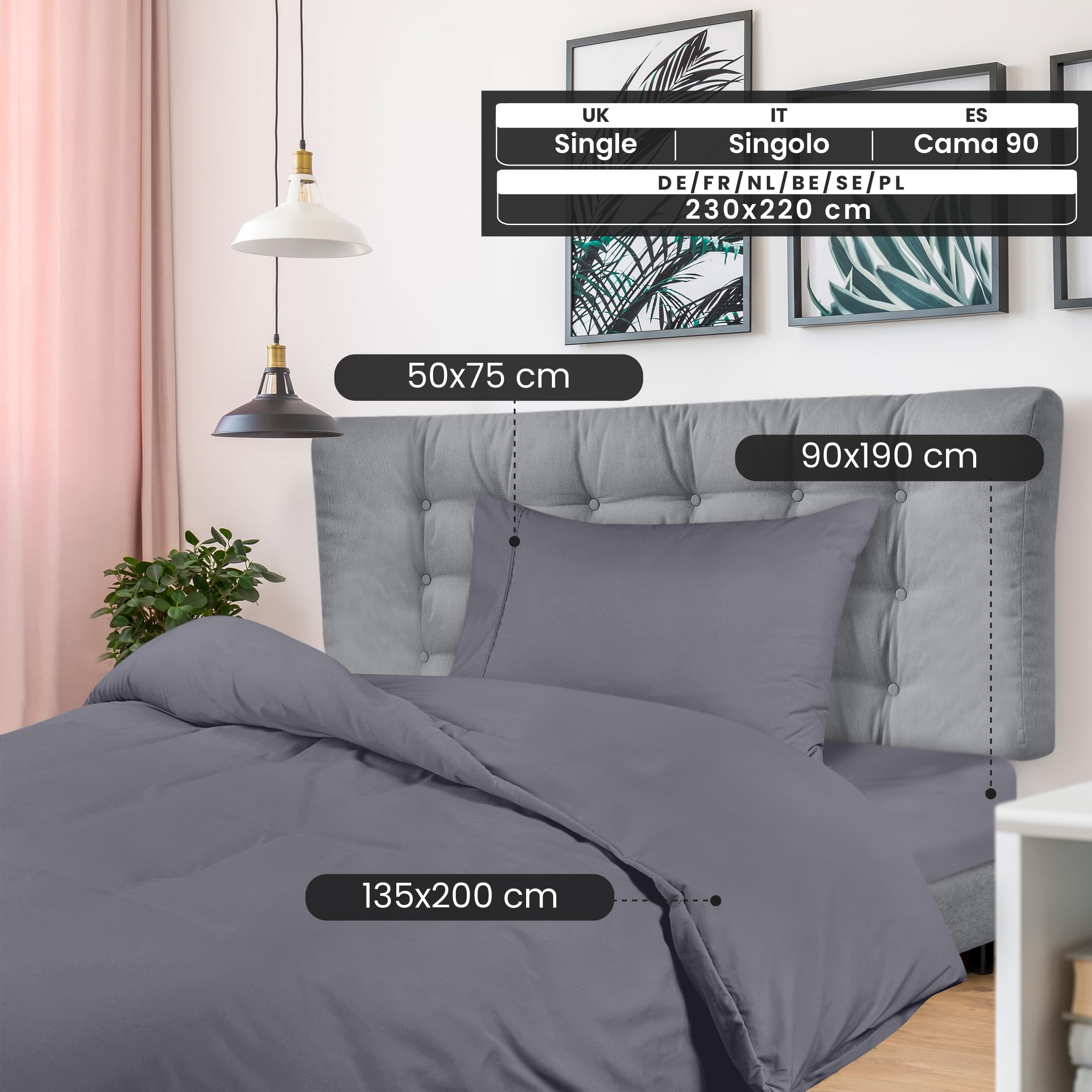 Utopia Bedding 3 Piece Single Bedding Set - Duvet Cover, Fitted Sheet with Pillow case - Soft Brushed Microfiber (Grey)