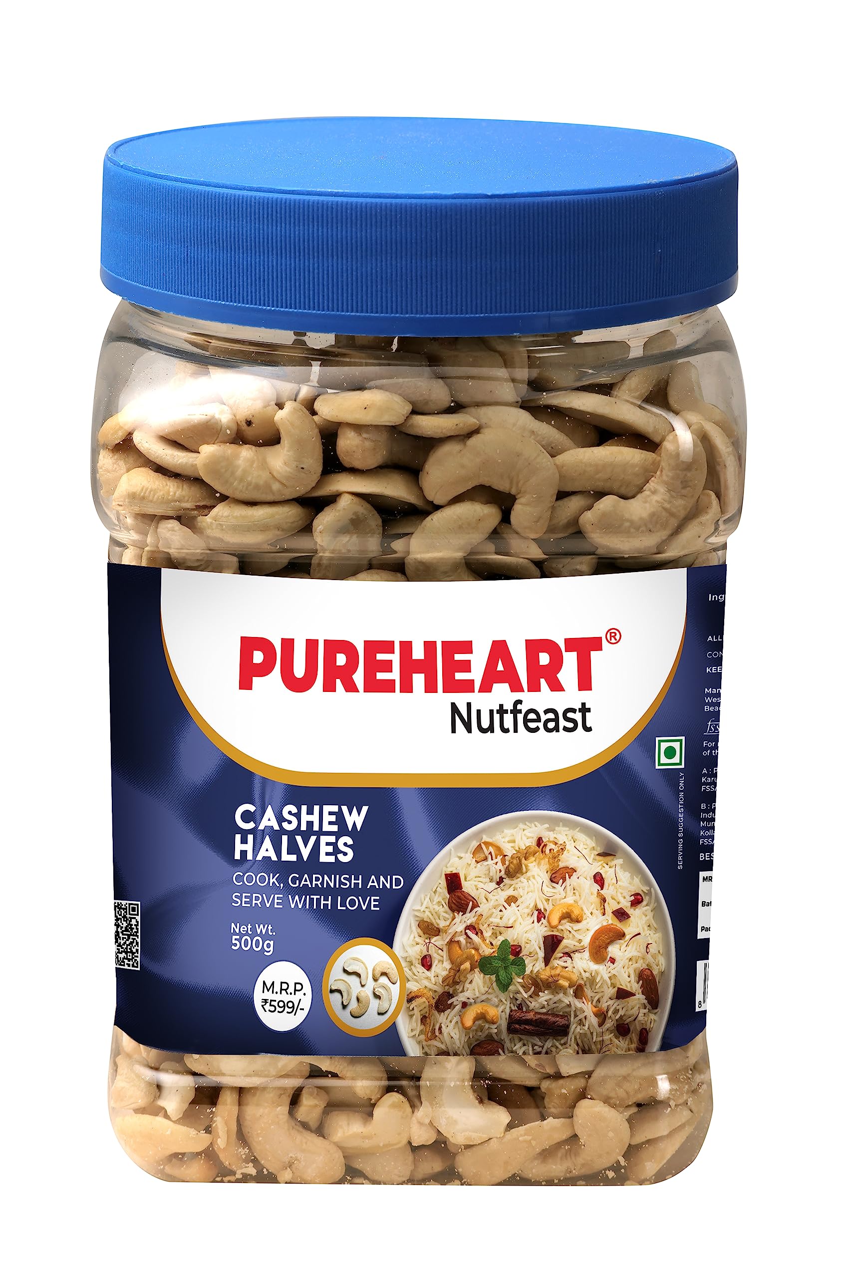 Pureheart Split Cashew Halves (500g) Premium Crunchy Cashewnuts/Tukda Kaju/Dry Fruit (B0BJ6L5GTV) Amazon Price History, Amazon Price Tracker