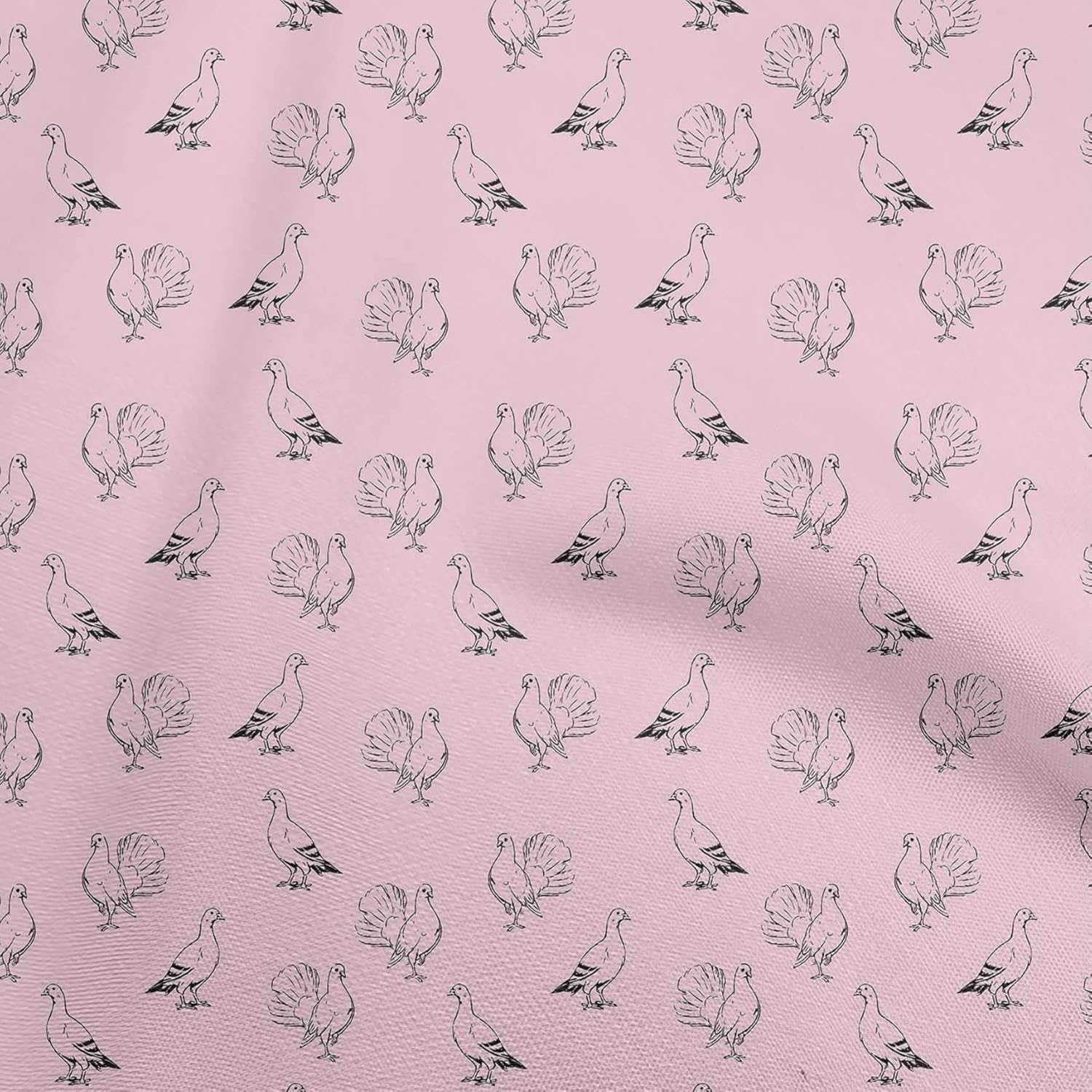 oneOone Cotton Jersey Light Pink Fabric Pigeon Bird Quilting Supplies Print Sewing Fabric by The Yard 58 Inch Wide