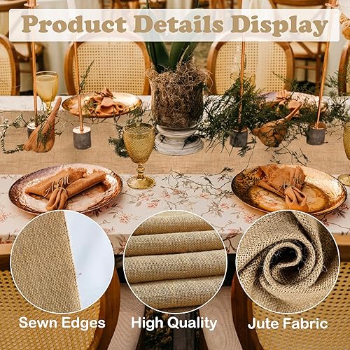 Miniatura 3 de Camino de mesa de yute de 12 x 72 pulgadas, 10 caminos de mesa de arpillera para boda, decoración rústica de yute para decoración de boda,