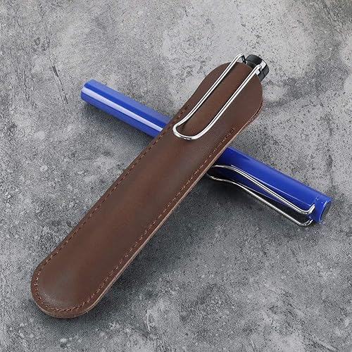 Miniatura 4 de Funda de cuero para bolígrafos estilográficos, funda protectora para bolígrafos y lápices compactos individuales (negro, 5.9 in x 1.4 in)