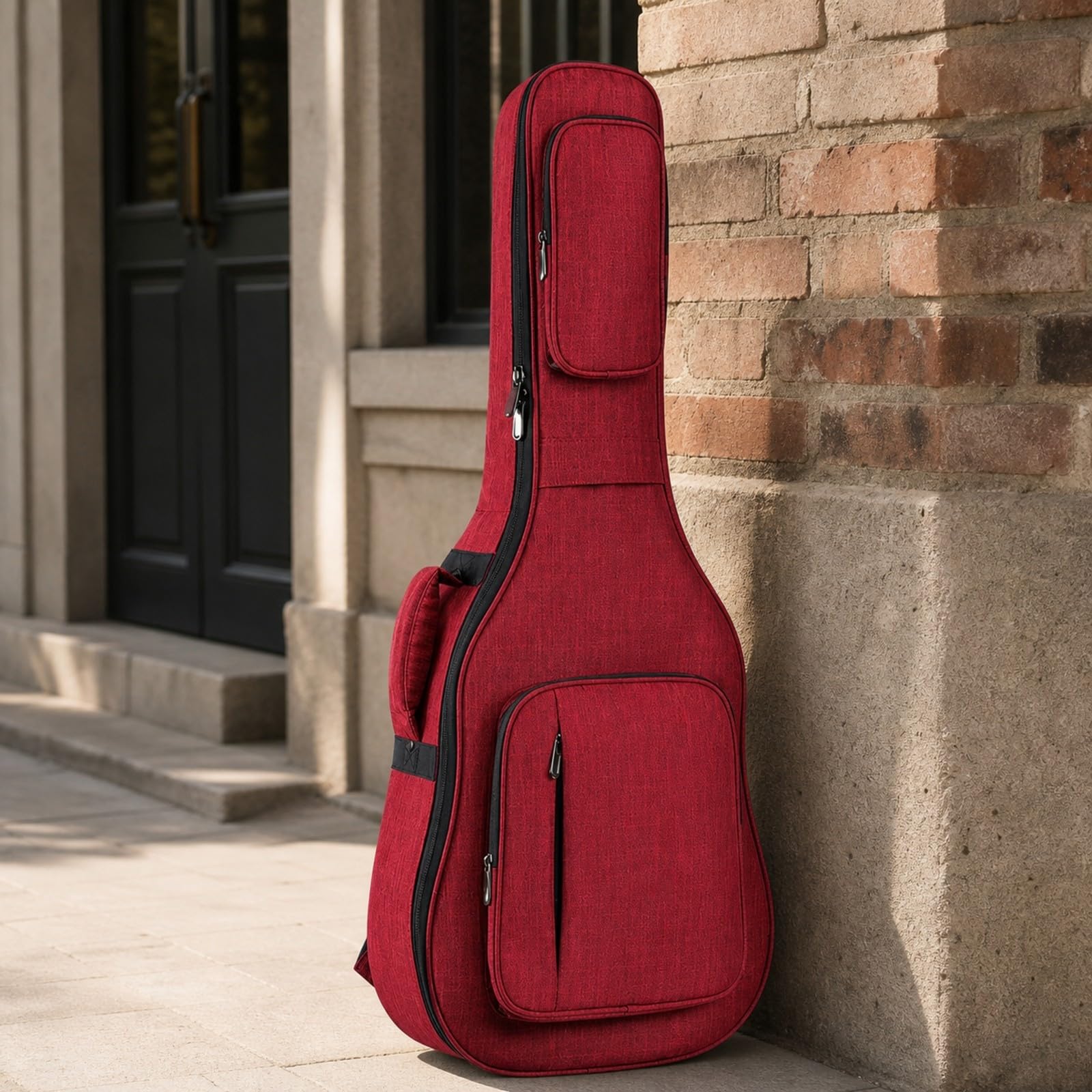 Perfeclan Funda Guitarra 39 Pulgadas con Acolchado 28 Mm Acolchada Funda Guitarra con Correas Mochila Acolchadas Portátil para Diario, Rojo