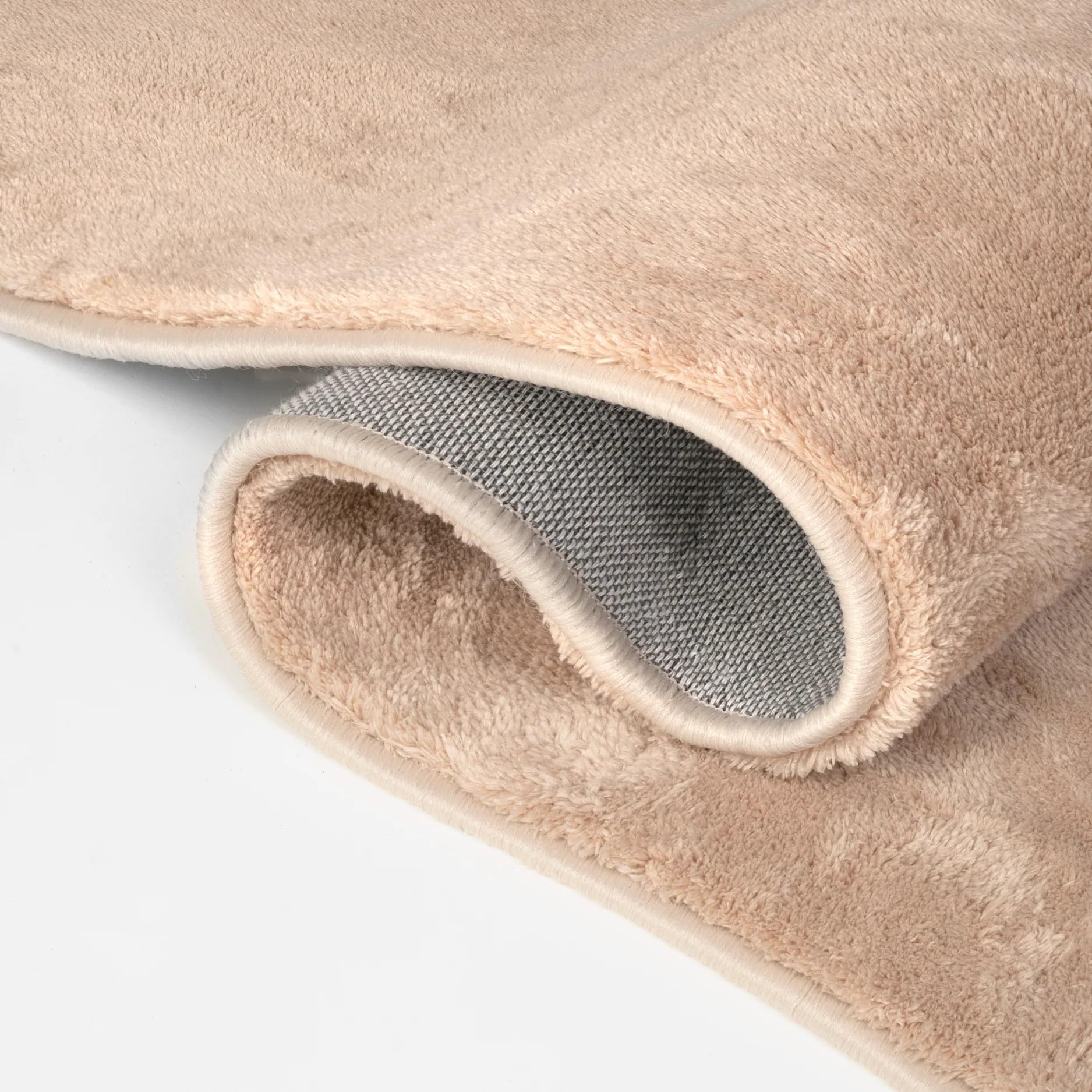 Tappeto rotondo Ø100 cm beige Plush - in pelliccia sintetica a pelo corto - Soffice a pelo corto per soggiorno, camera da letto e cameretta